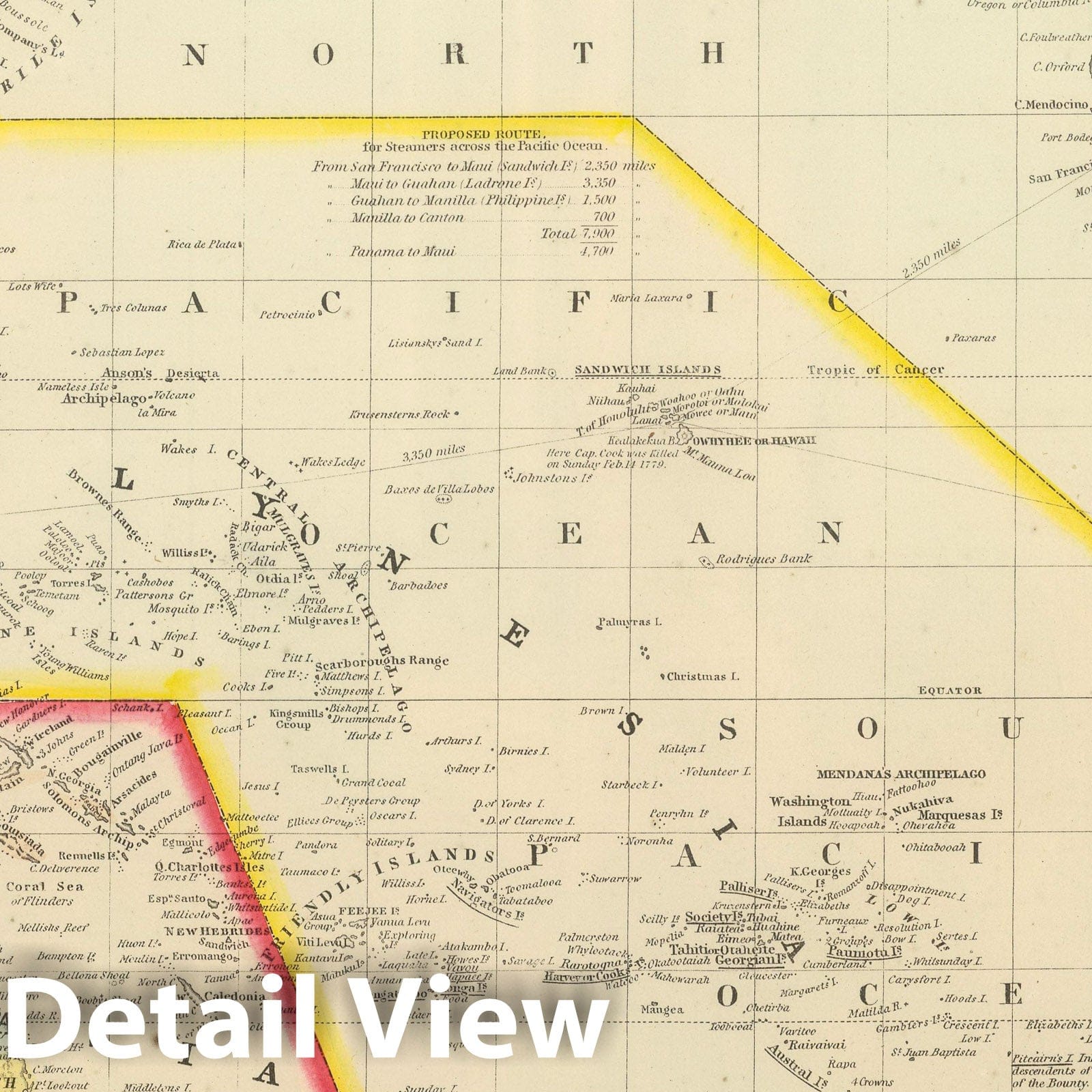 Pacific Ocean and Oceania - Railroad Map, 1859 - Historical Map Print