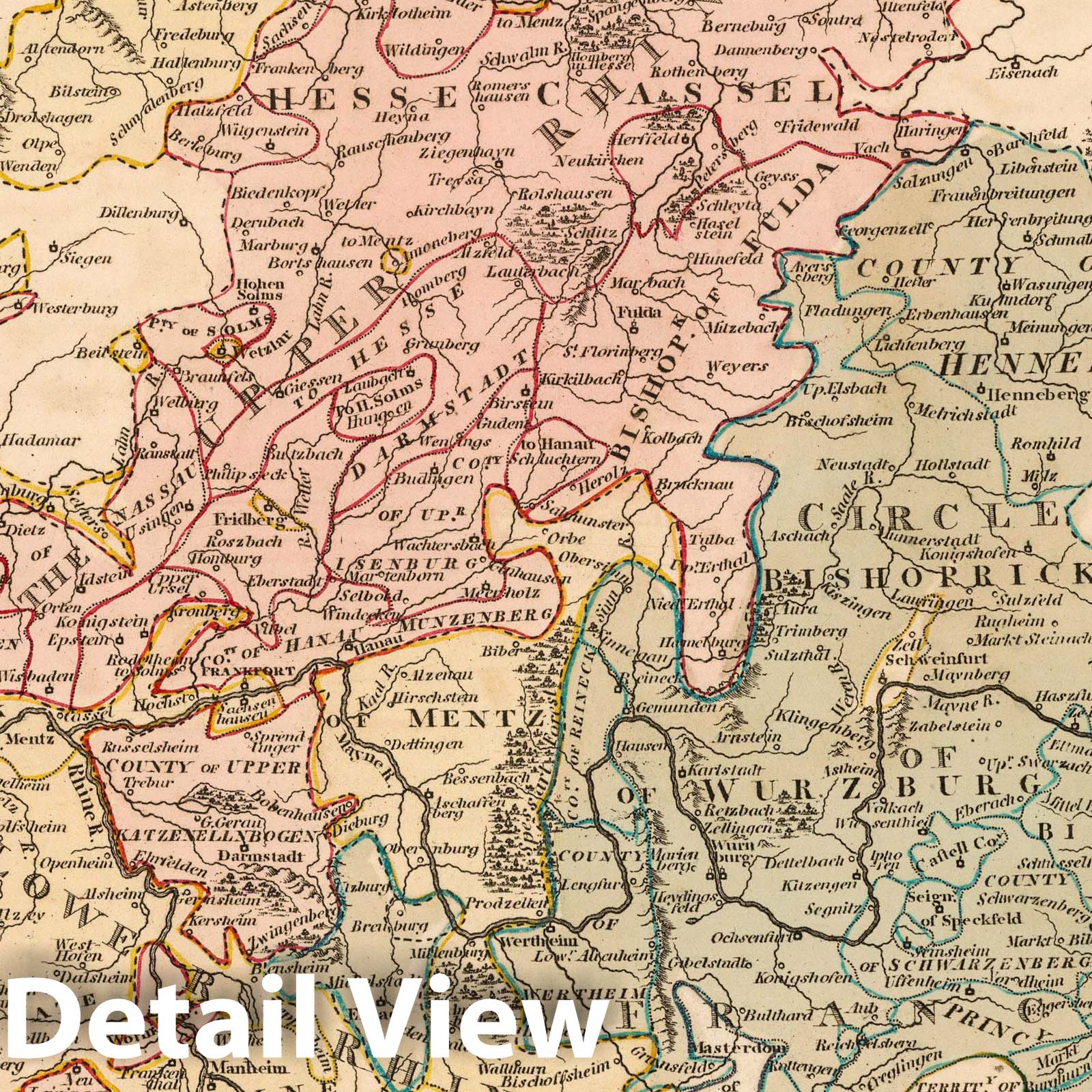 Rhine with Franconia, 1802 - Historical Map Print