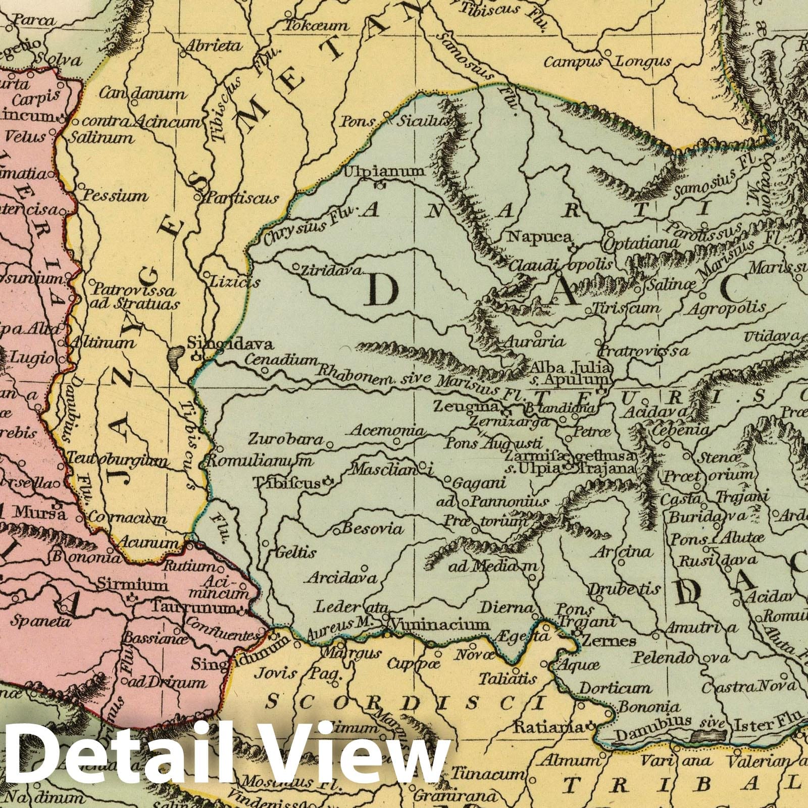 Pannonia, Dacia, Illyricum, and Moesia, 1823 - Historical Map Print