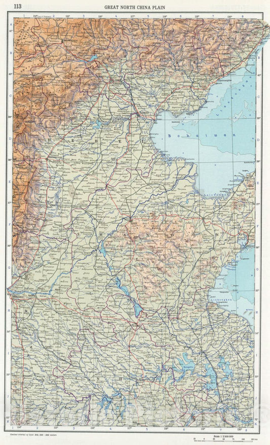 Historic Map : 1967 113. Great North China Plain. The World Atlas. - Vintage Wall Art