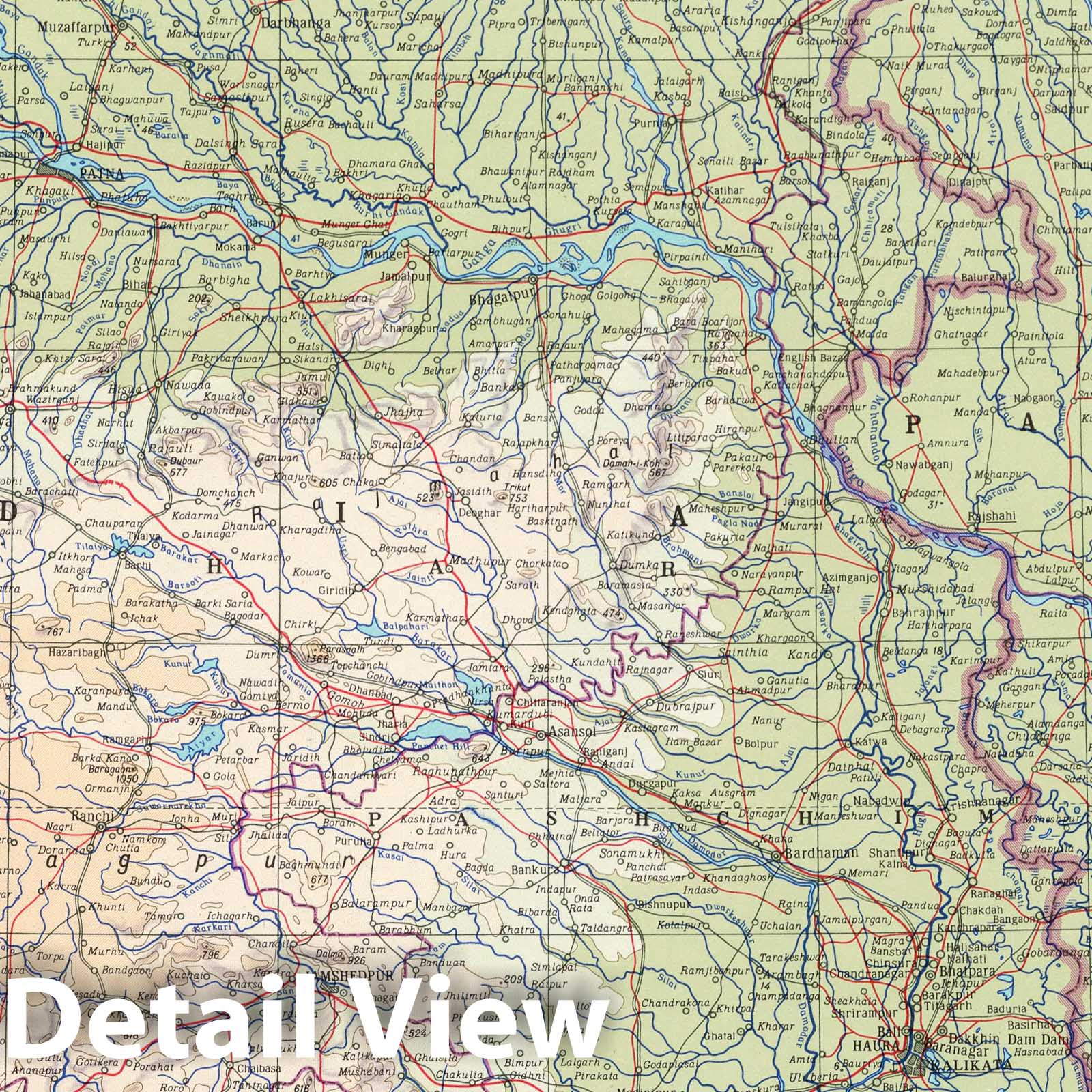 Lower Ganga Valley, India and Bangladesh - Physical Map, 1967