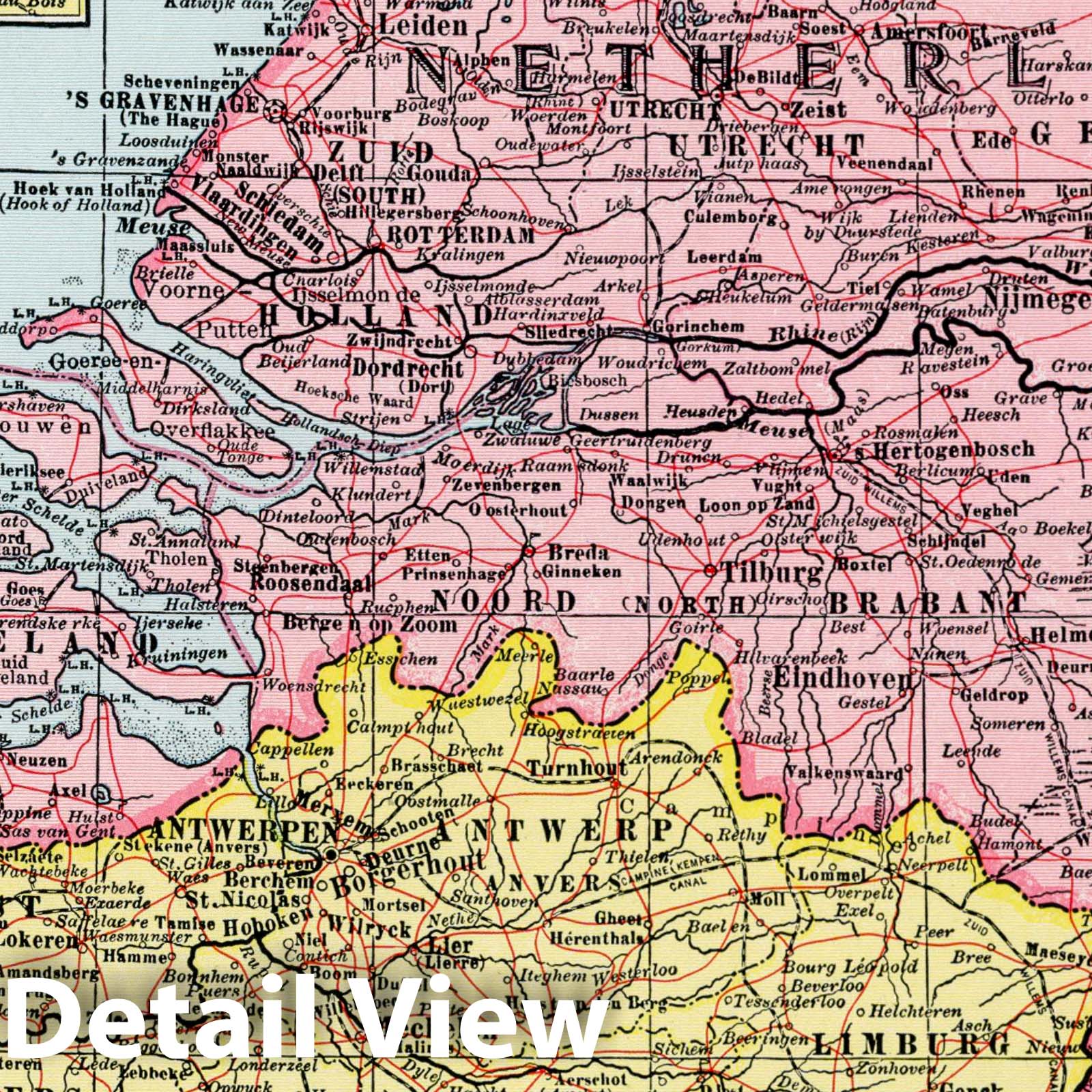Netherlands, Belgium, and Luxembourg with Amsterdam and Brussels Insets - 1948 Historical Map Print