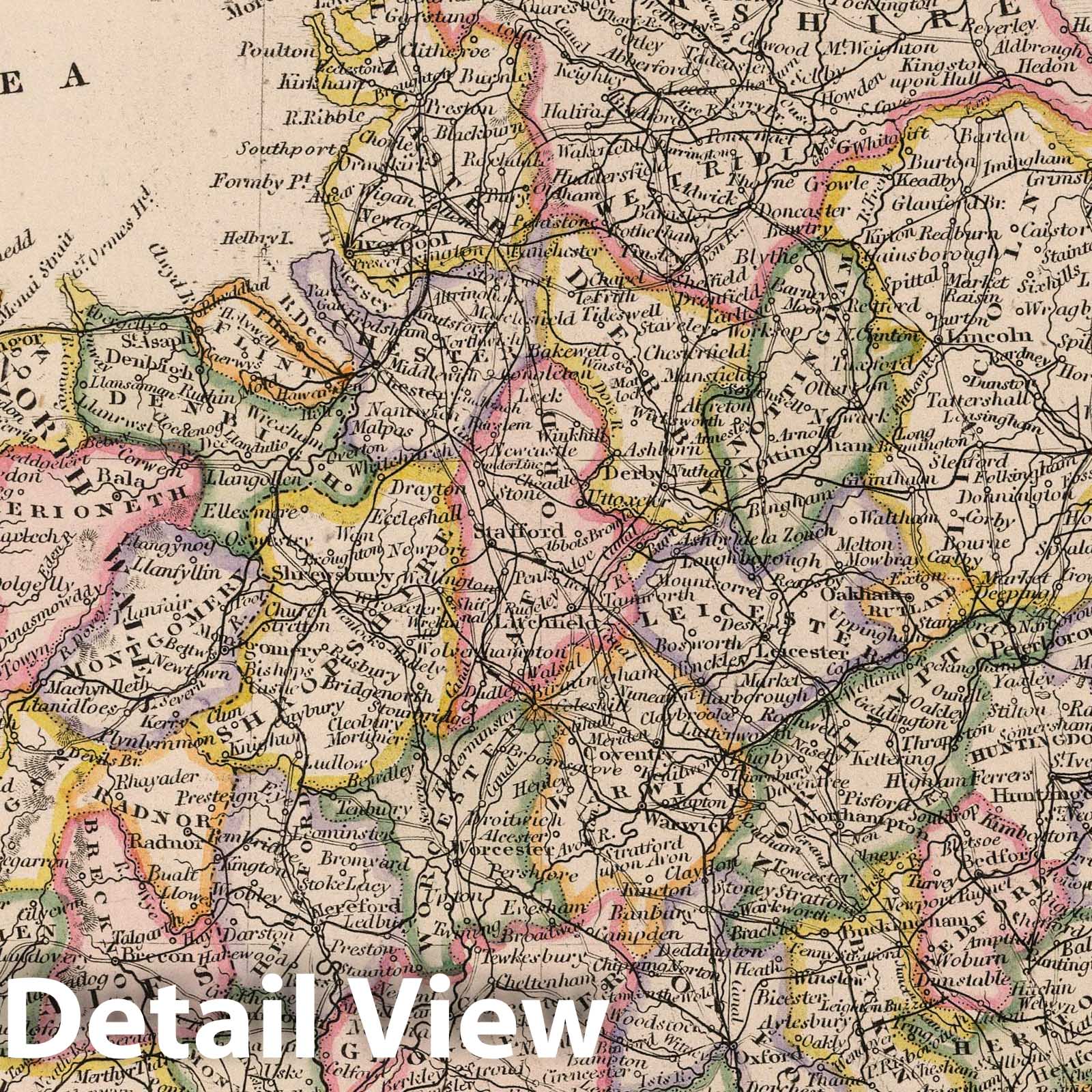England and Wales - Railroad Map, 1864 - Historical Map Print