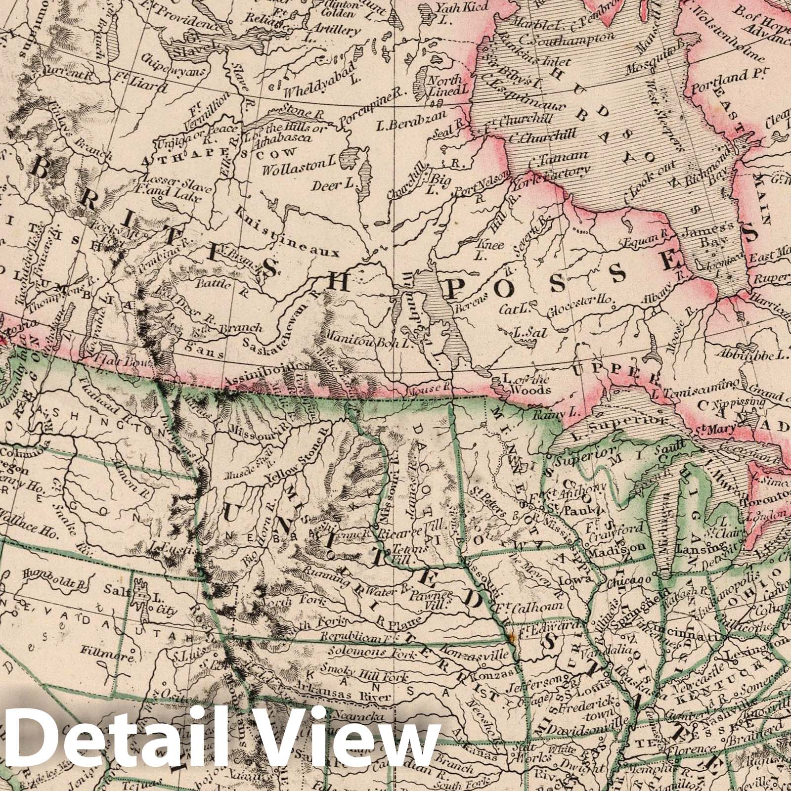 North America - Railroad Map, 1864 - Historical Map Print