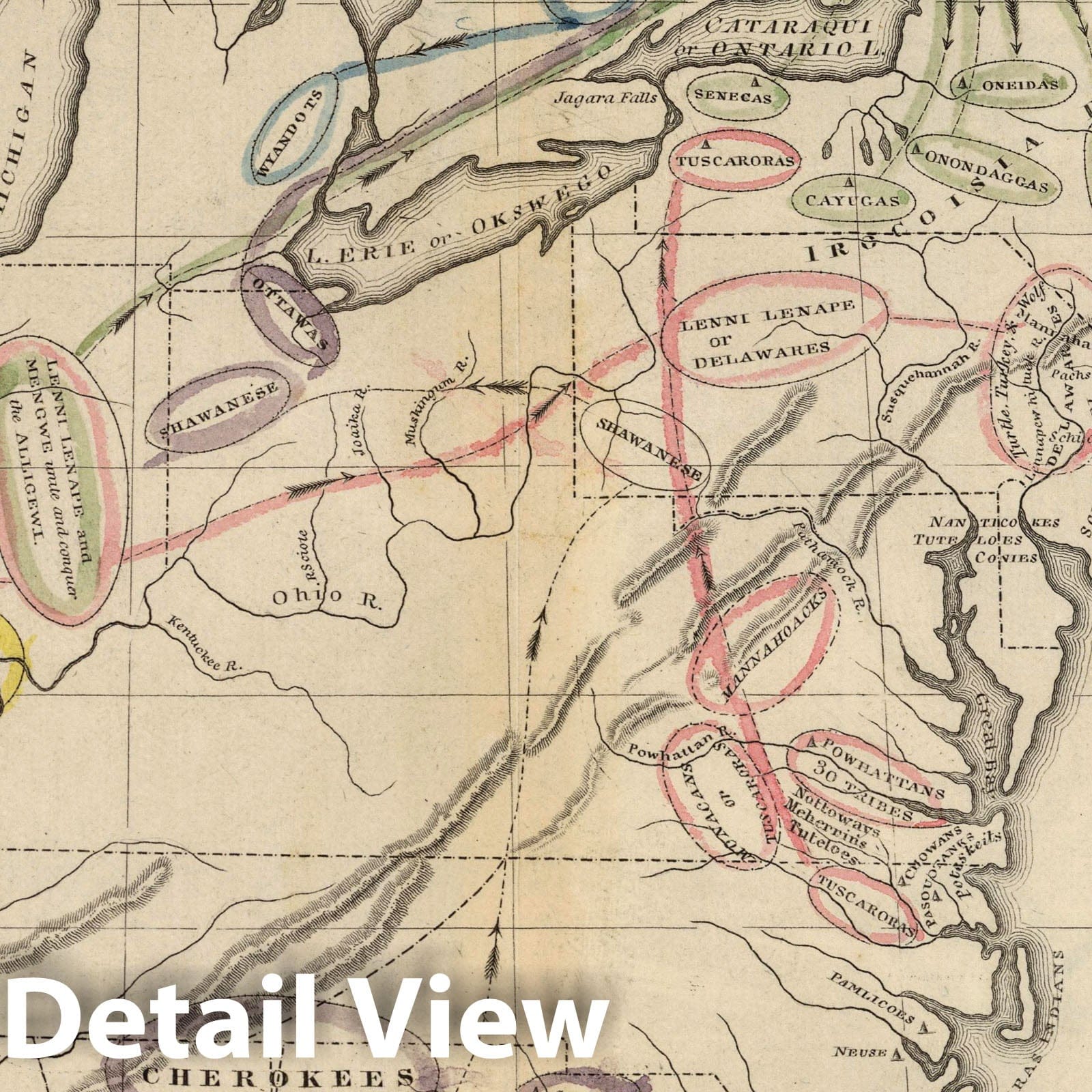 United States - Aboriginal Tribes and Wanderings, 1829 - Historical Map Print