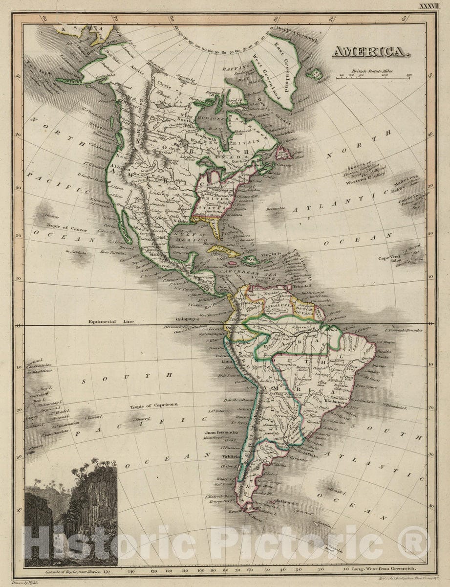 Historic Map : 1824 America - Vintage Wall Art