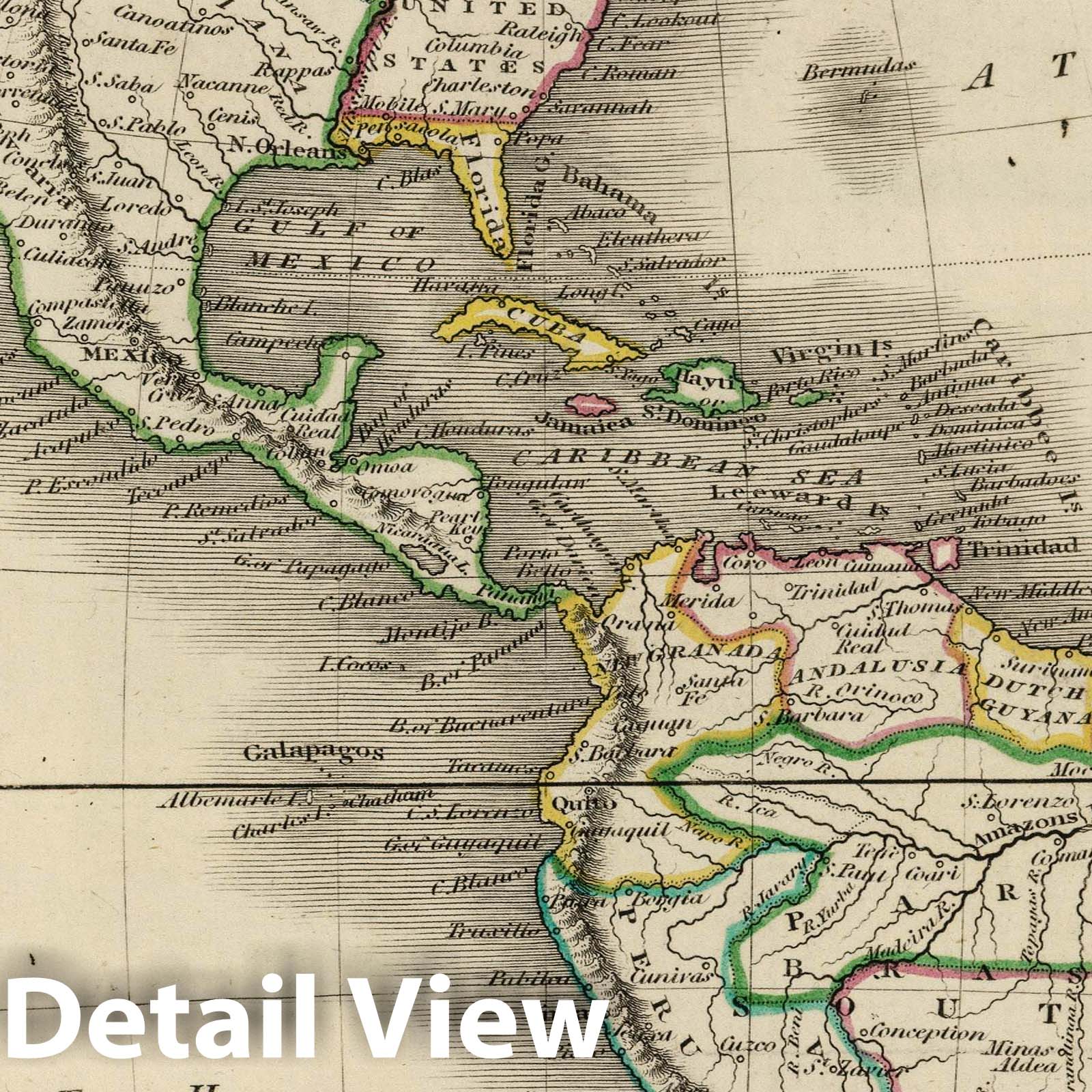Americas, 1824 - Historical Map Print