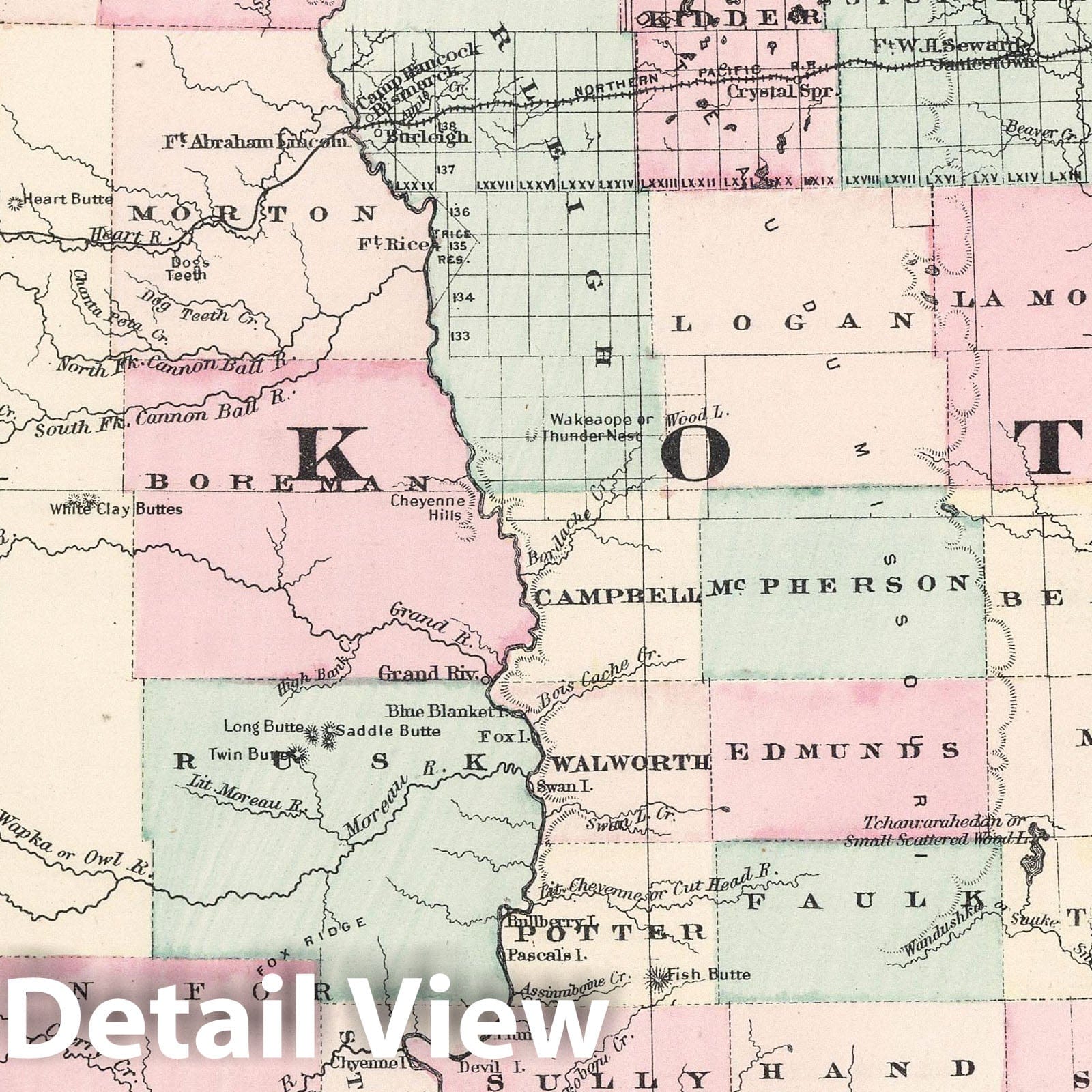 Dakota. National Atlas Map 1878 - Historical Map Print