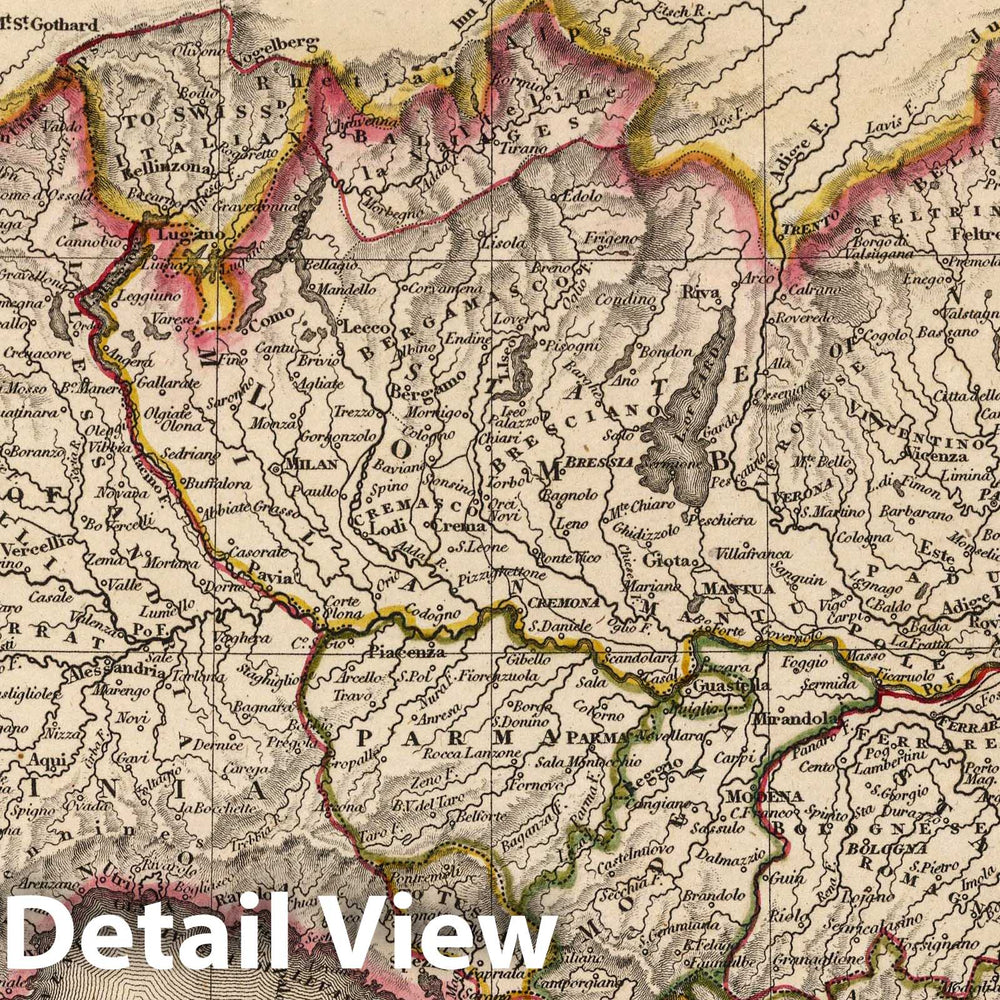 Historic Map : 1817 Italy, North Part - Vintage Wall Art