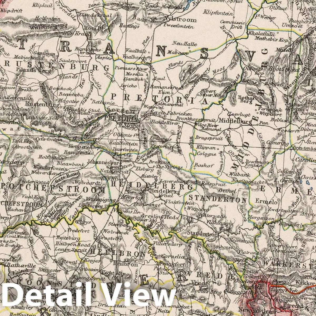 Transvaal, Orange River Colony, Natal, and Lesotho, 1906 - Historical Map Print