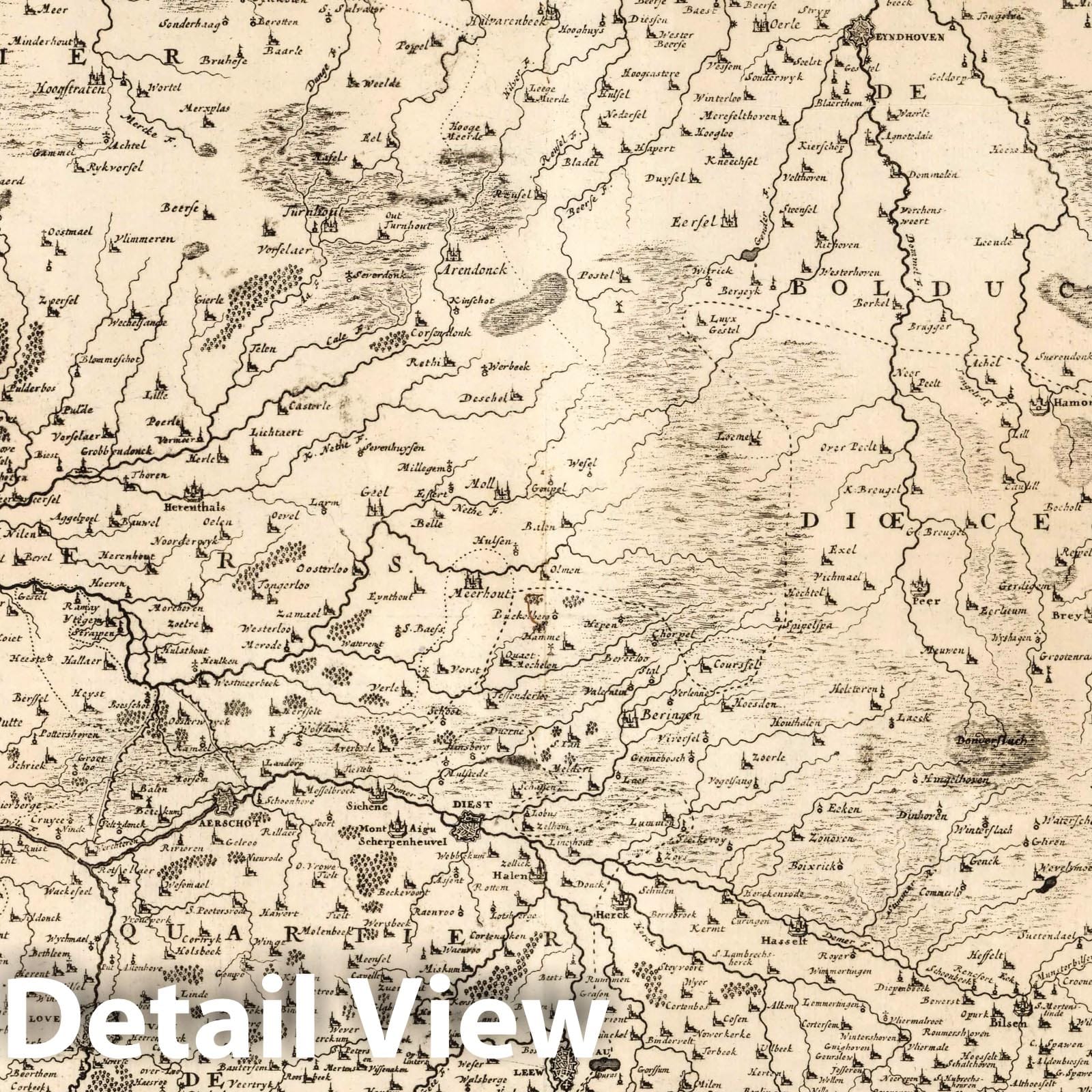 Brabant, Belgium - Military Map, 1727 - Historical Map Print