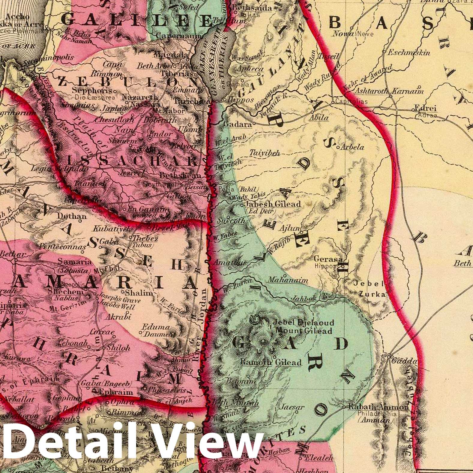 Palestine with Jerusalem - 1860 Historical Map Print