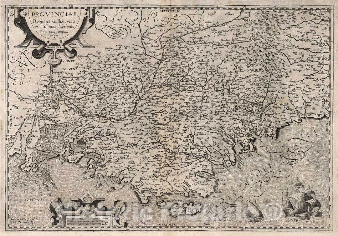 Historic Map : Provence , France 1632 Provinciae, Regionis Galliae. , Vintage Wall Art