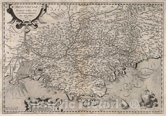 Historic Map : Provence , France 1632 Provinciae, Regionis Galliae. , Vintage Wall Art