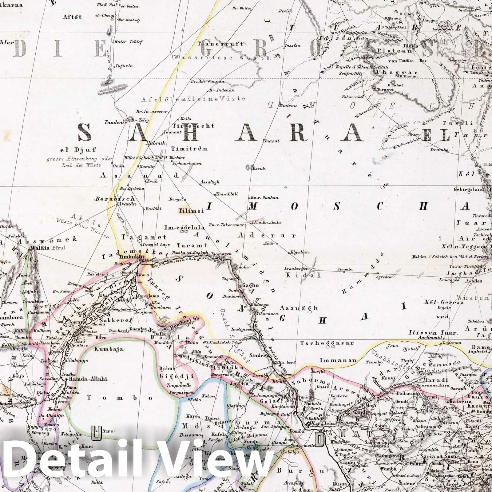 Northwest Africa 1875 - Historical Map Print from Great Hand-Atlas