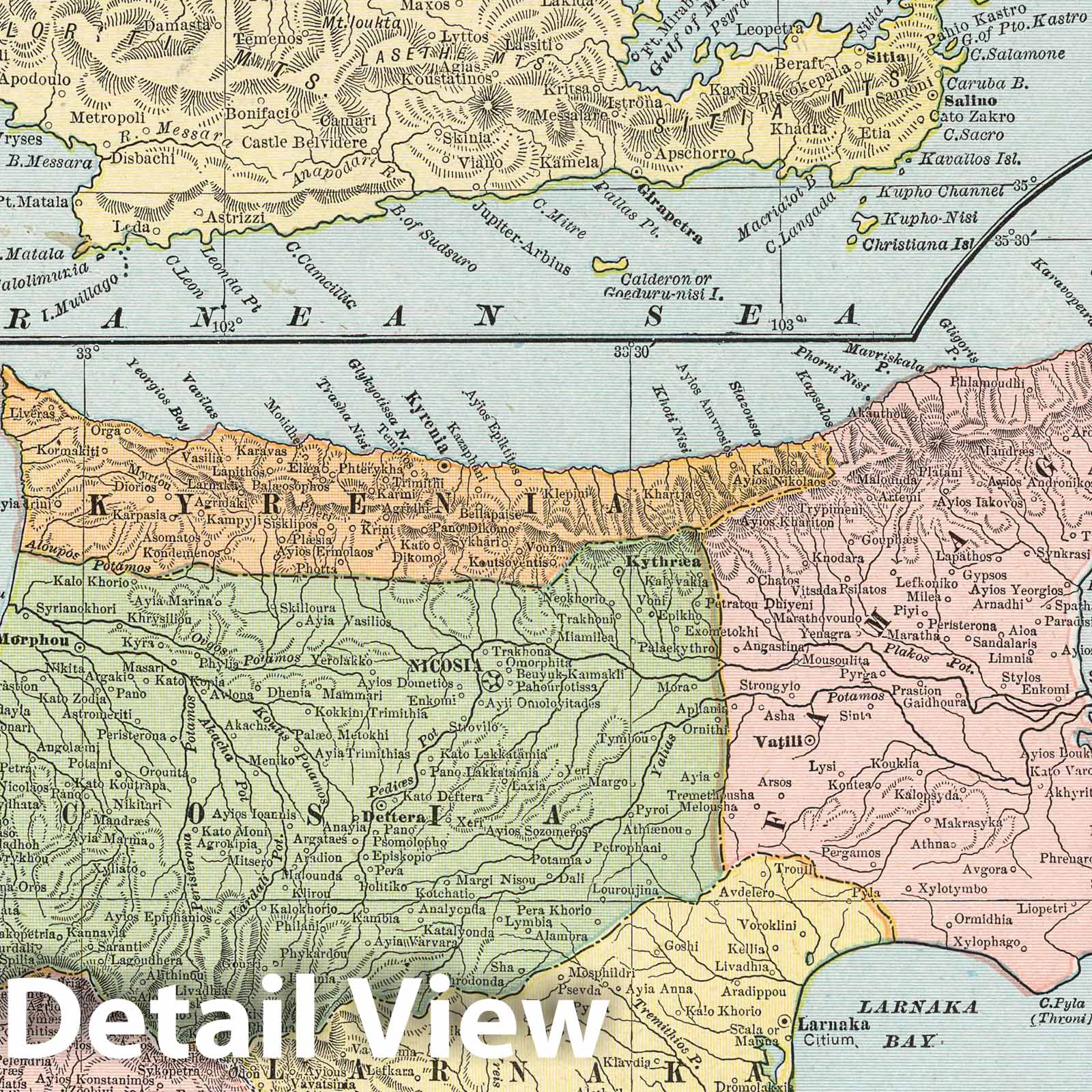 Cyprus and Crete - Railroad Map, 1901 - Historical Map Reproduction