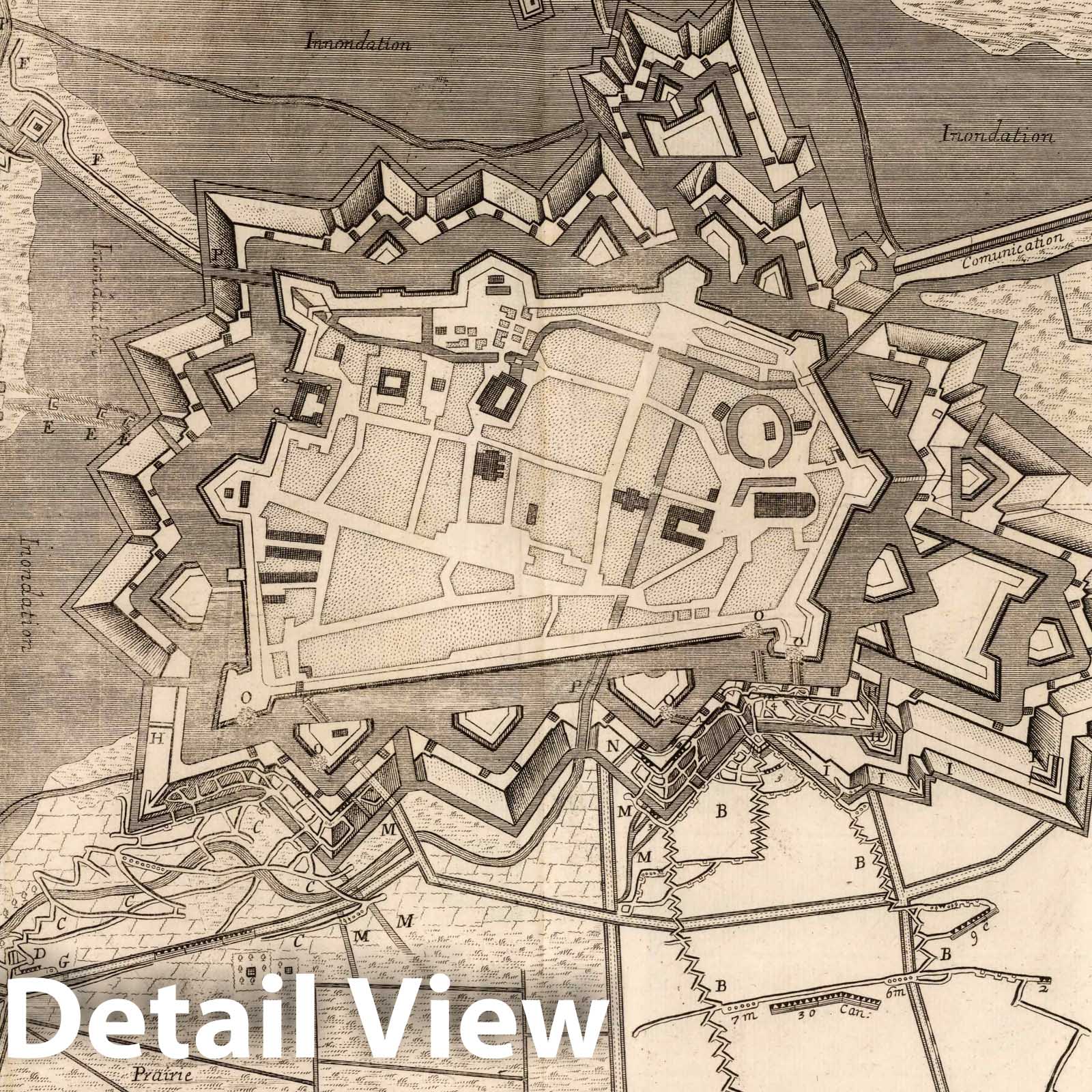 Aire and Fort Saint Francis, Belgium - Plan No. 56, 1710 - Historical Map Print