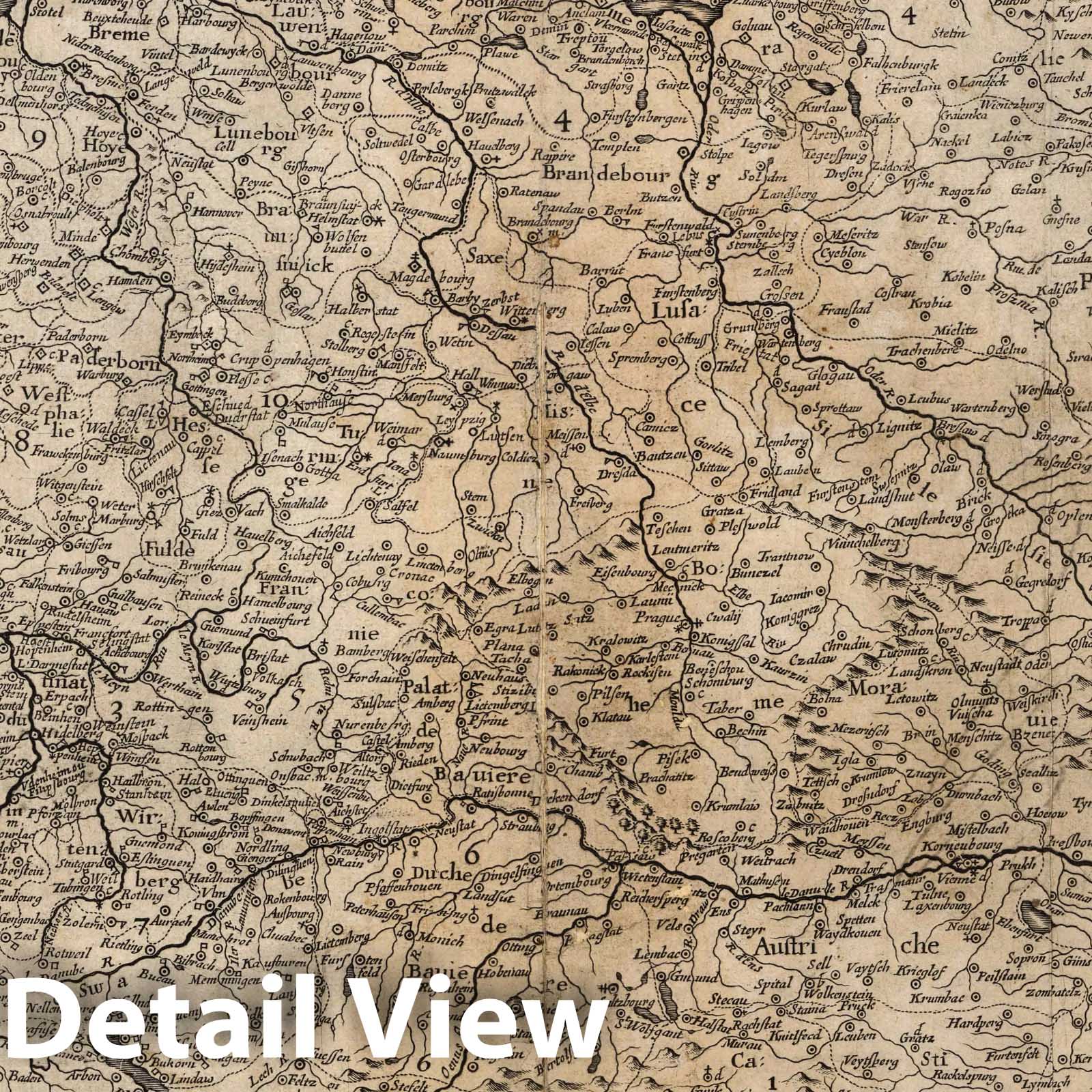 Germany 1632 Historical Map Print - Copperplate Engraving