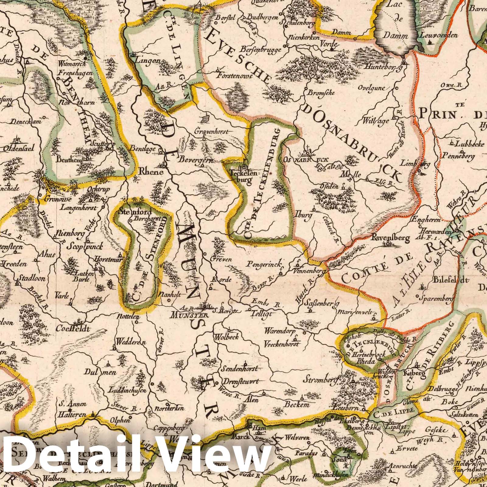 Westphalia, Germany 1697 Historical Map Print
