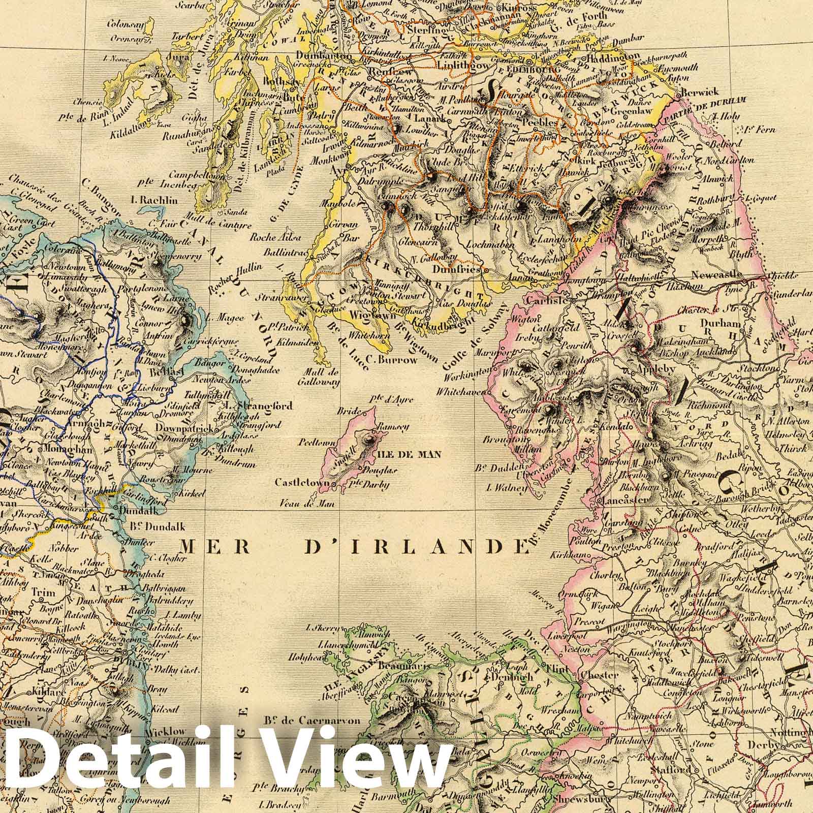 British Isles: England, Scotland, Ireland, 1845 - Historical Map Print