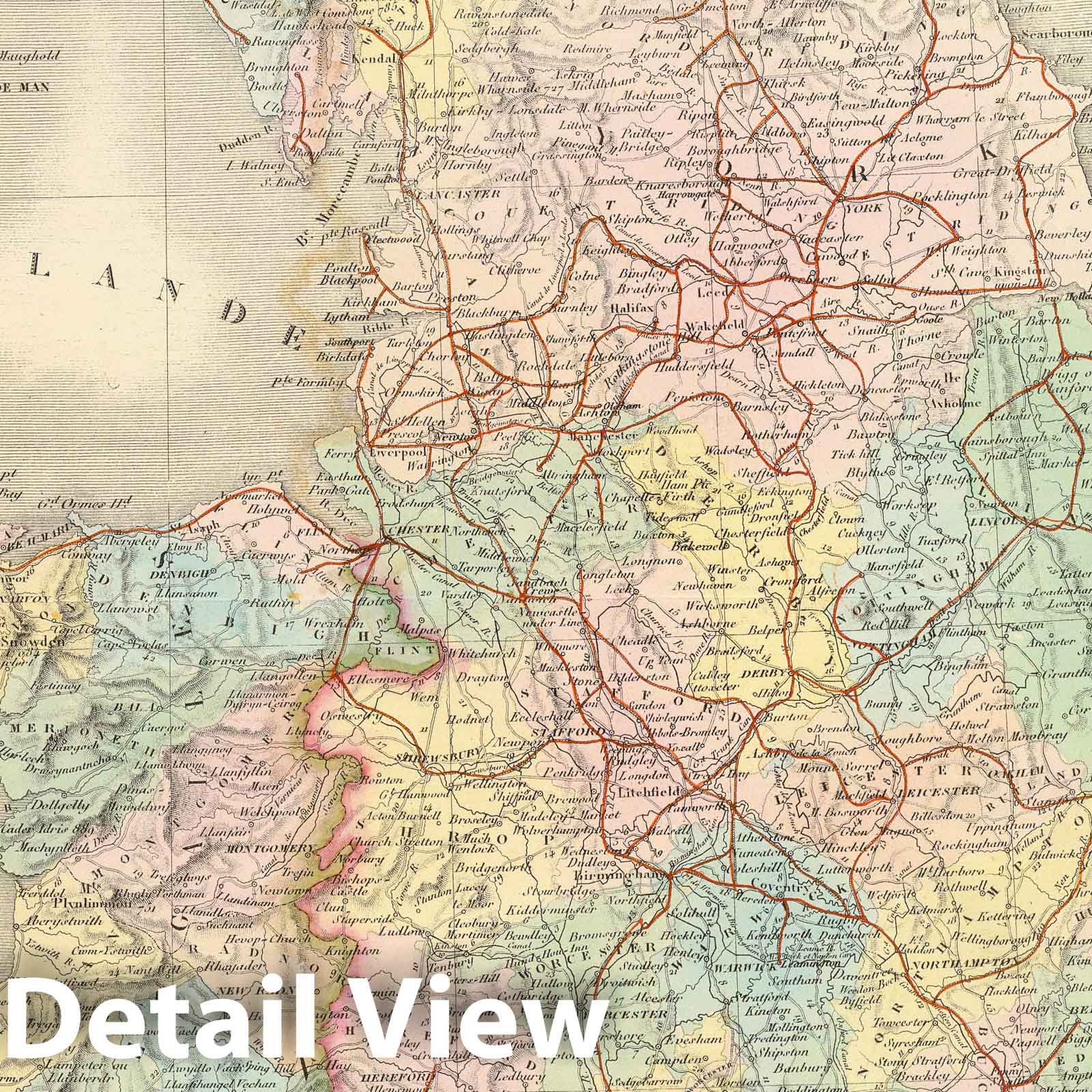 England and Wales Railroad Map 1849 - Historical Map Print
