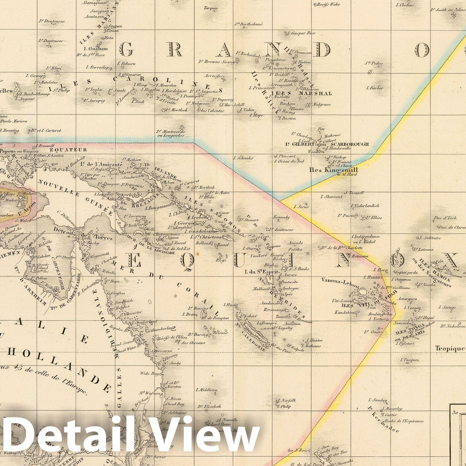 Oceania with English Settlements in New South Wales, 1850 - Historical Map Print