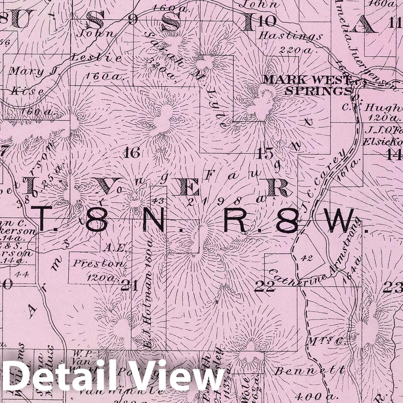 Sonoma County, California - Township 8 N, Range 8 W, 1898 - Historical Map Print