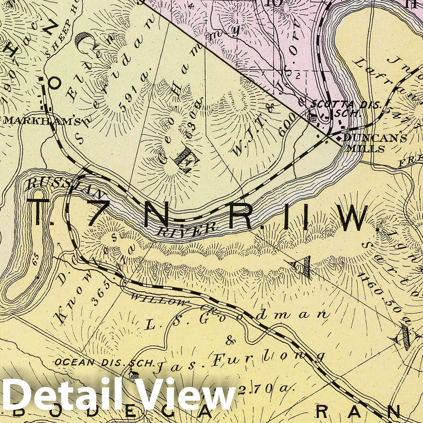 Sonoma County, California - T. 7 N., R. 11 W, 1898 - Historical Map Print