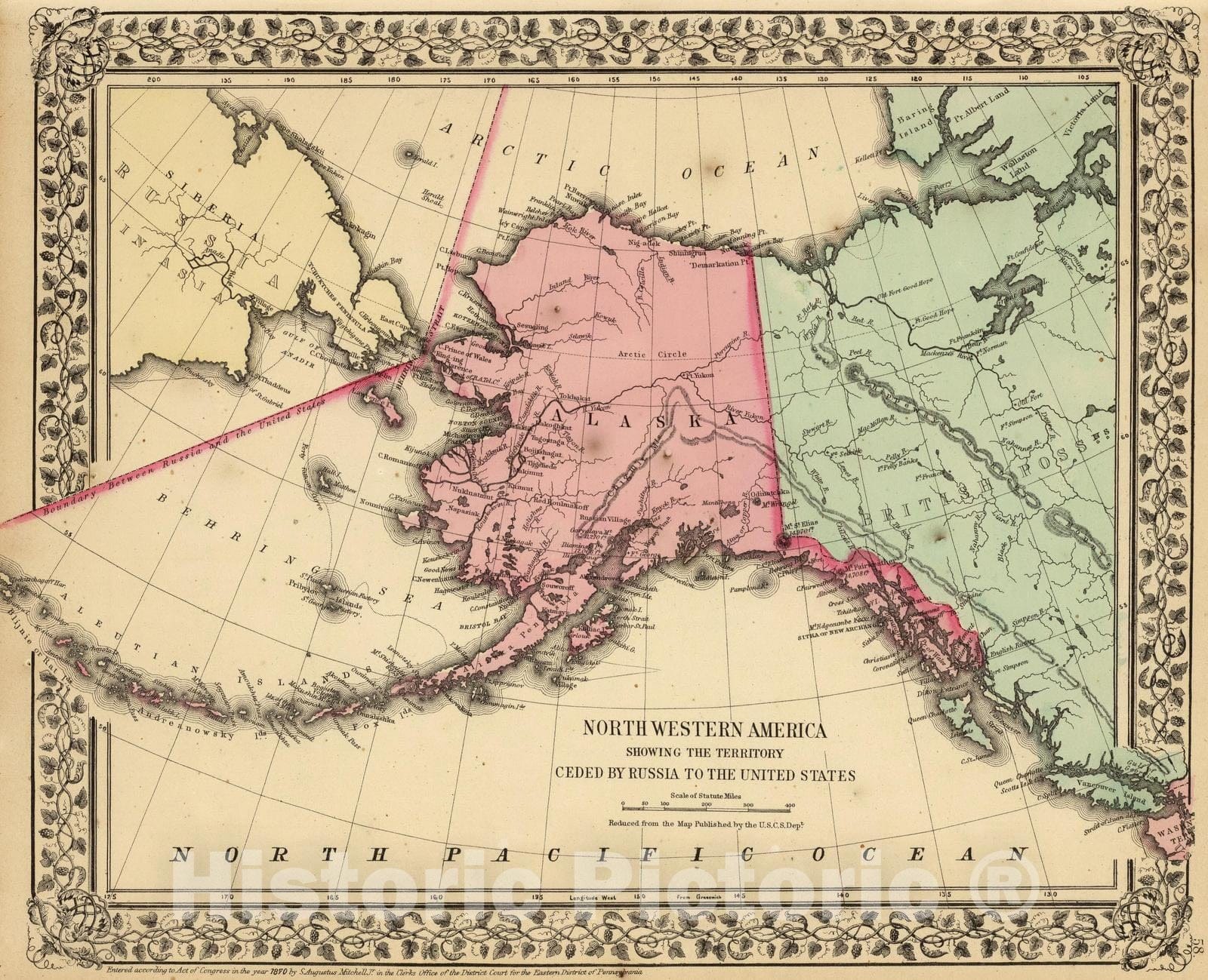 Historic Map : 1870 NW America. - Vintage Wall Art