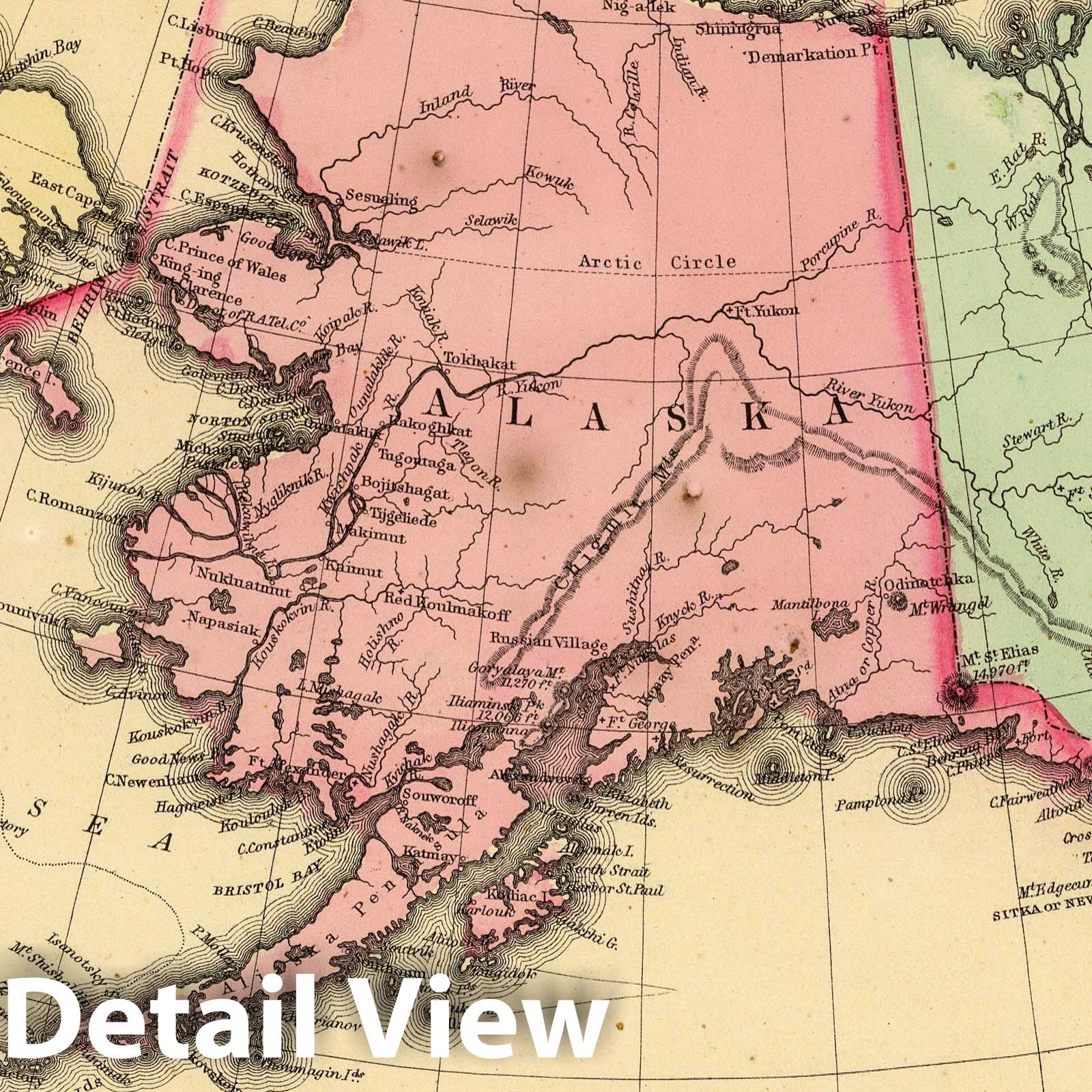 Northwestern America, Territory Ceded by Russia to the United States - 1870 Historical Map Print