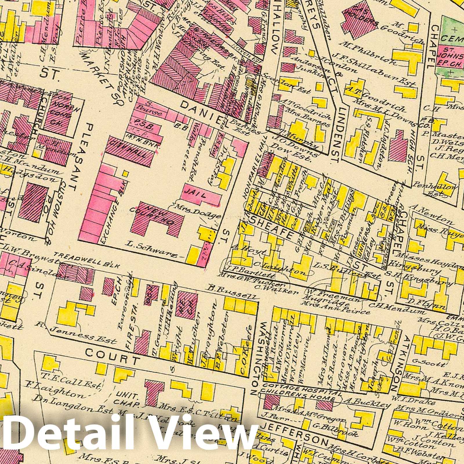 Portsmouth, New Hampshire 1892 Historical Map Print