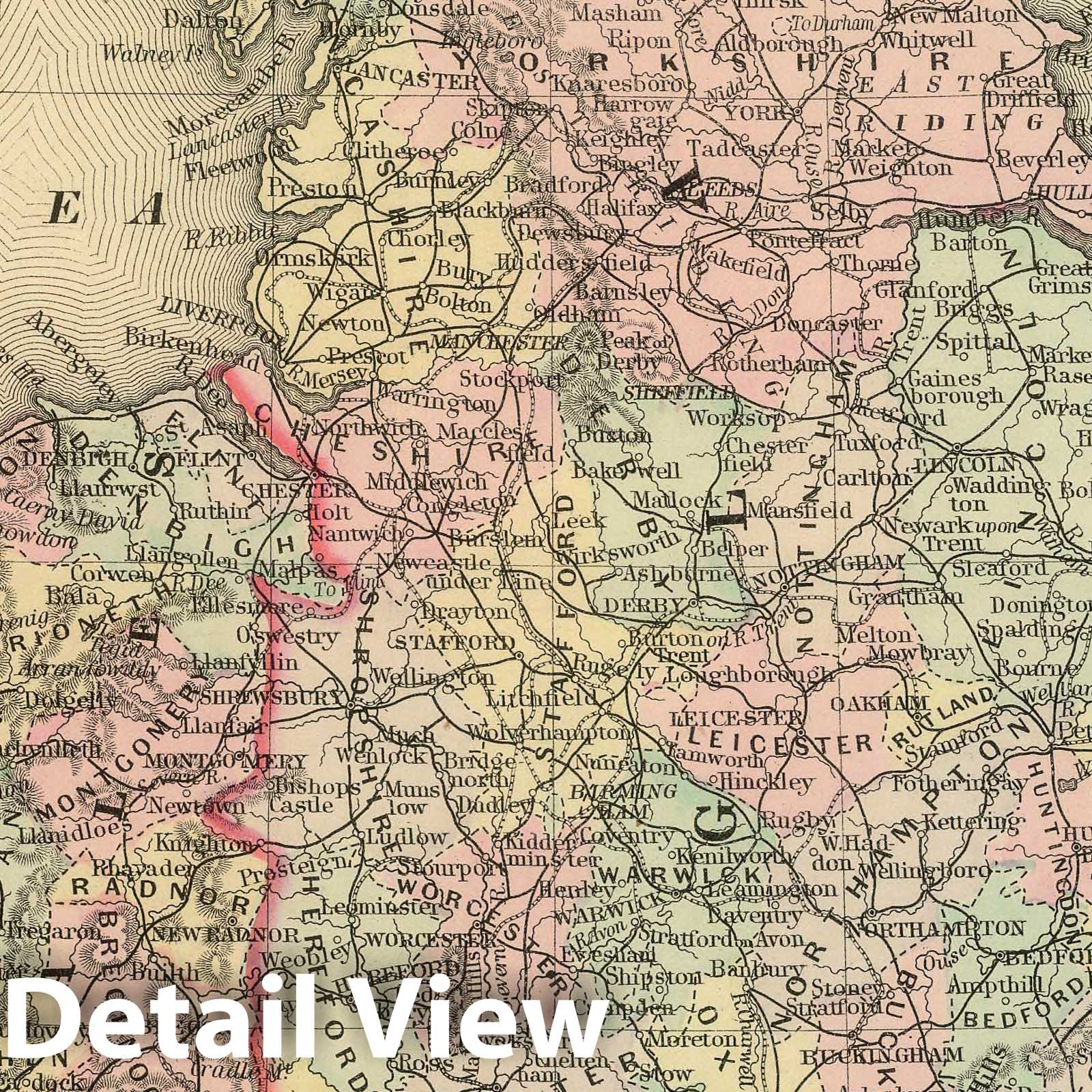 England and Wales - Railroad Map, 1886 - Historical Map Print