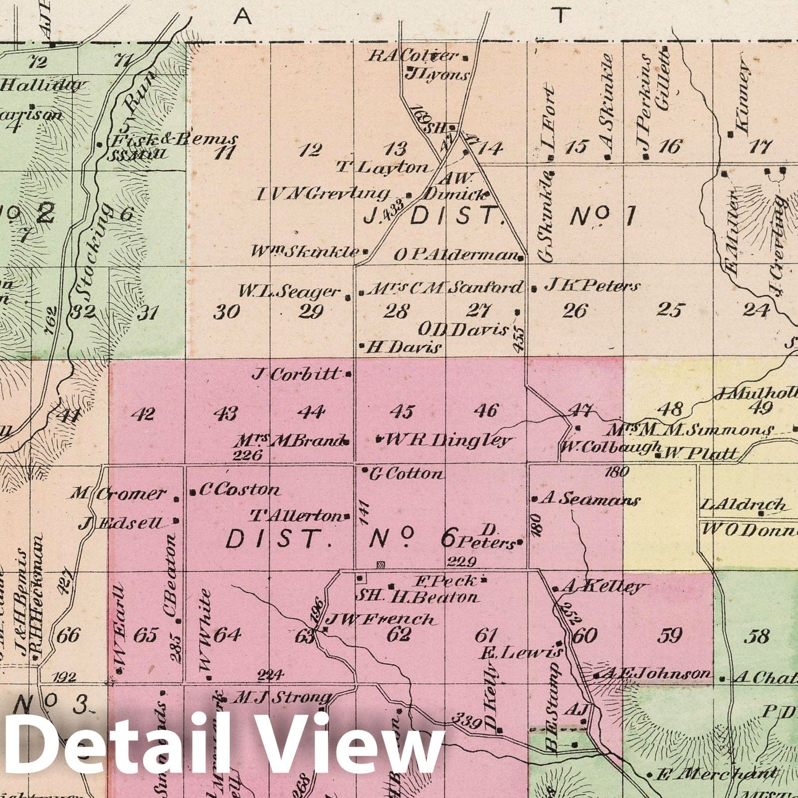 Thurston and Merchantville, Steuben County, New York 1873 Historical Map Print
