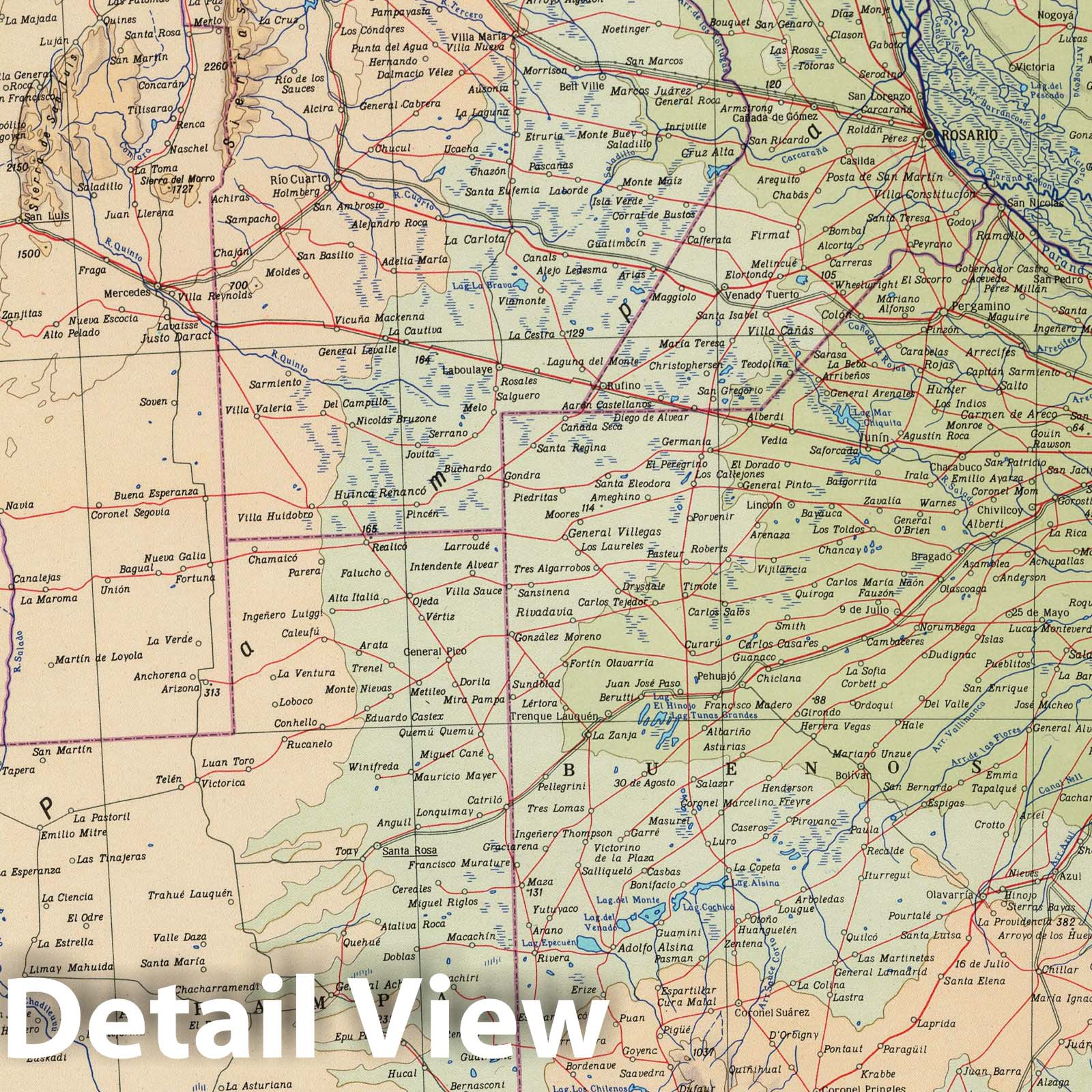 Central Chile and Central Argentina - Physical Map, 1967 - Historical Map Print