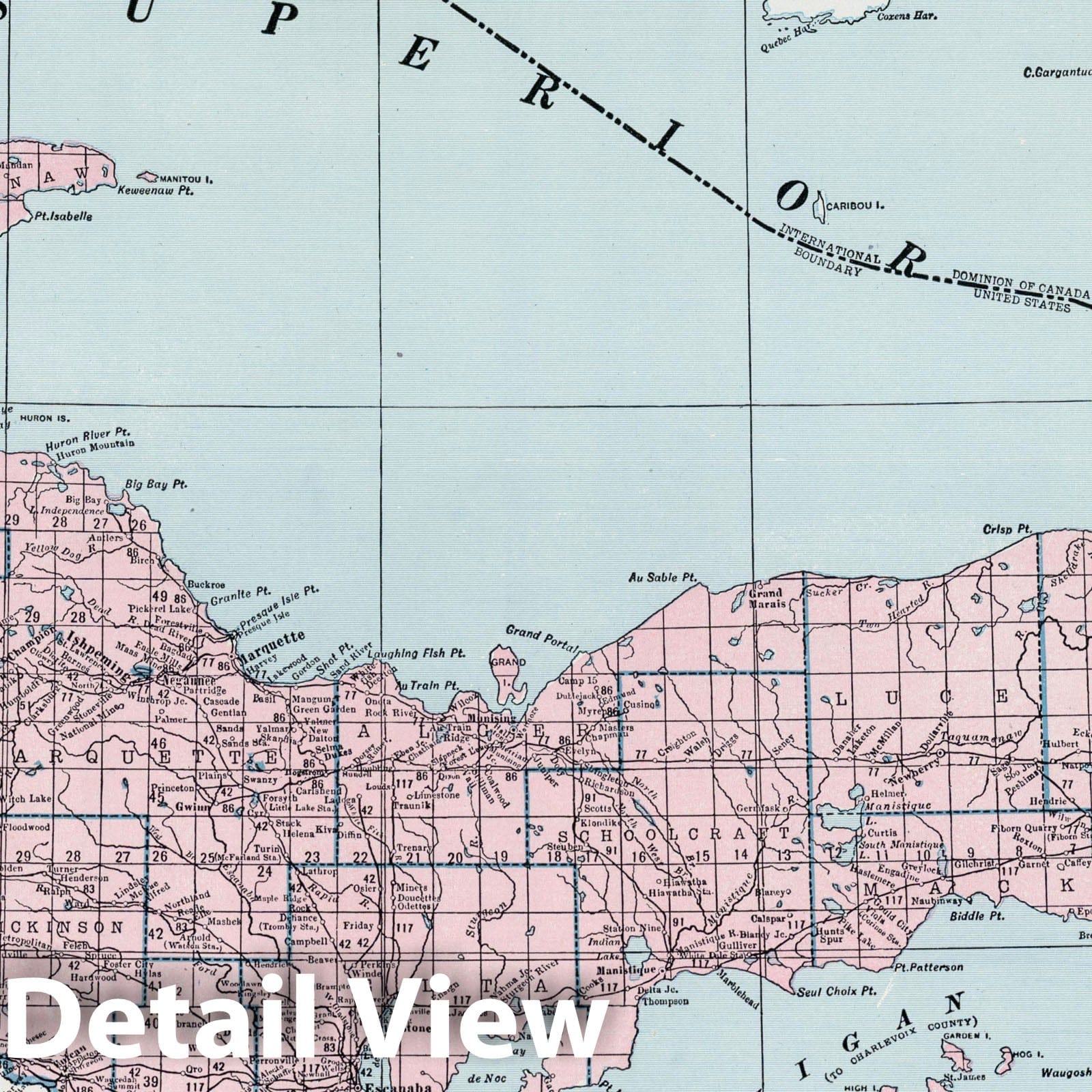 Michigan, Northern Part - Physical Map, 1948 - Hammond's New World Atlas