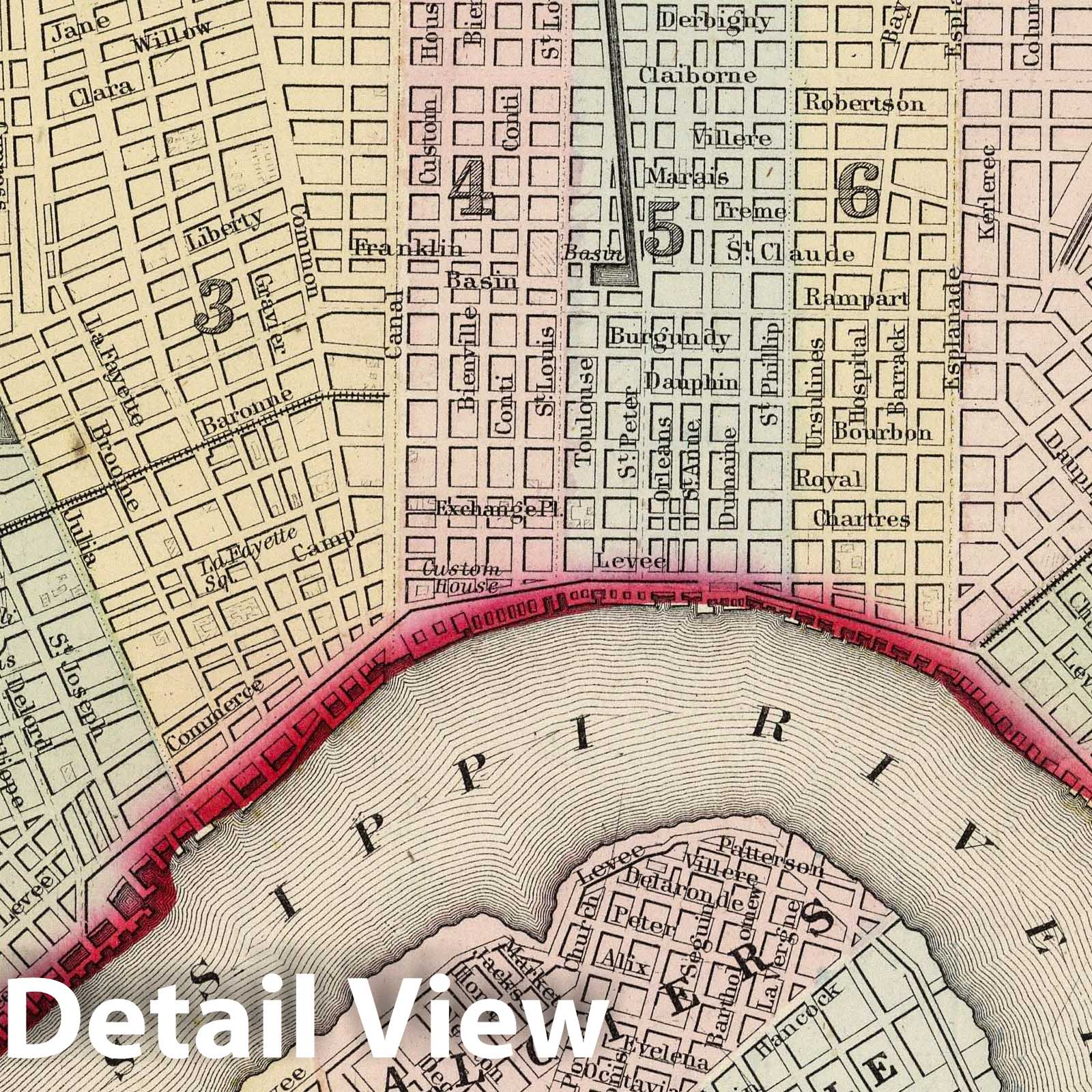 New Orleans, Louisiana 1874 Historical Map Print