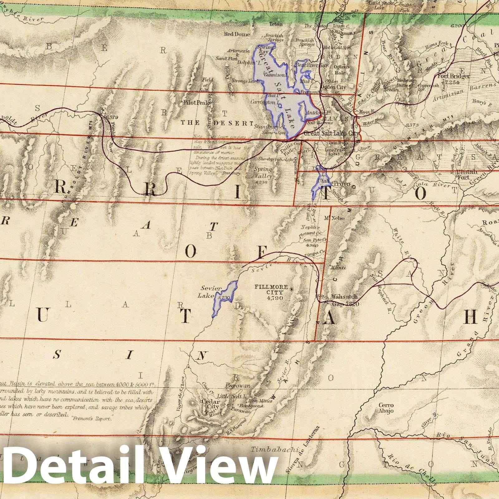 Utah Territory - Railroad Map, 1857 - Historical Map Reproduction