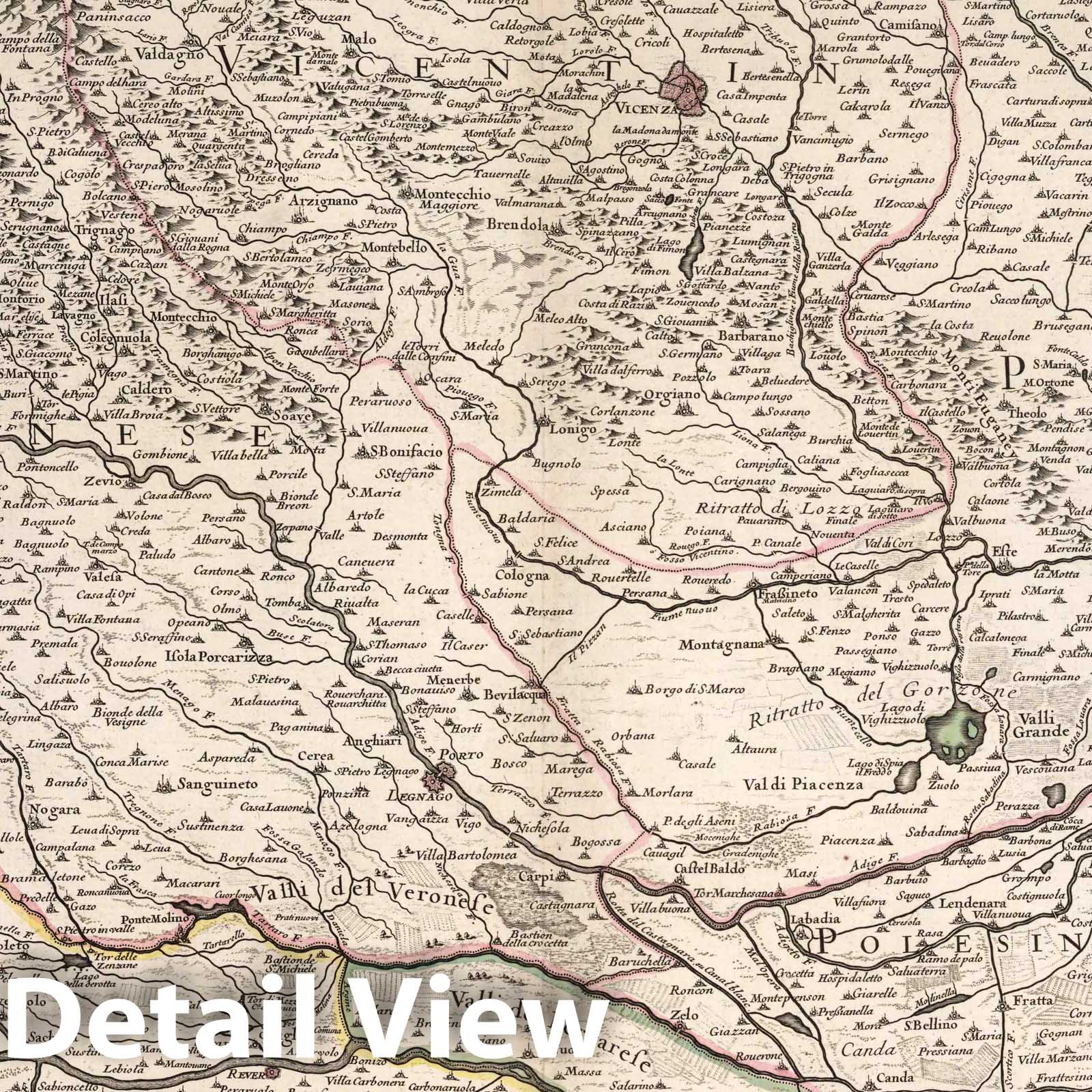 Verona, Vicenza, Padua, Polesine, Rovigo, and Venice, 1695 - Historical Map Print