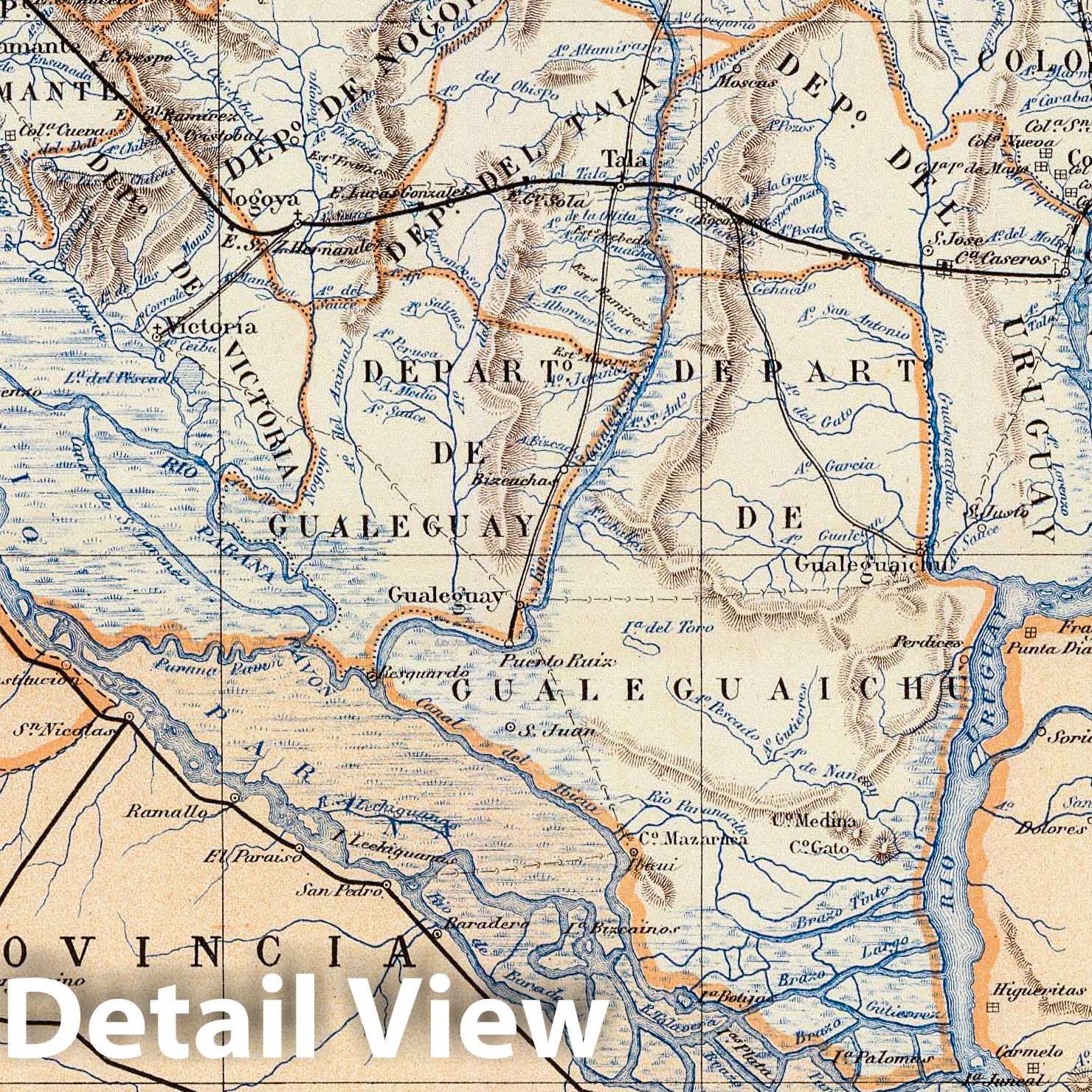 Entre Rios, Argentina - Railroad Map, 1888 - Historical Map Reproduction