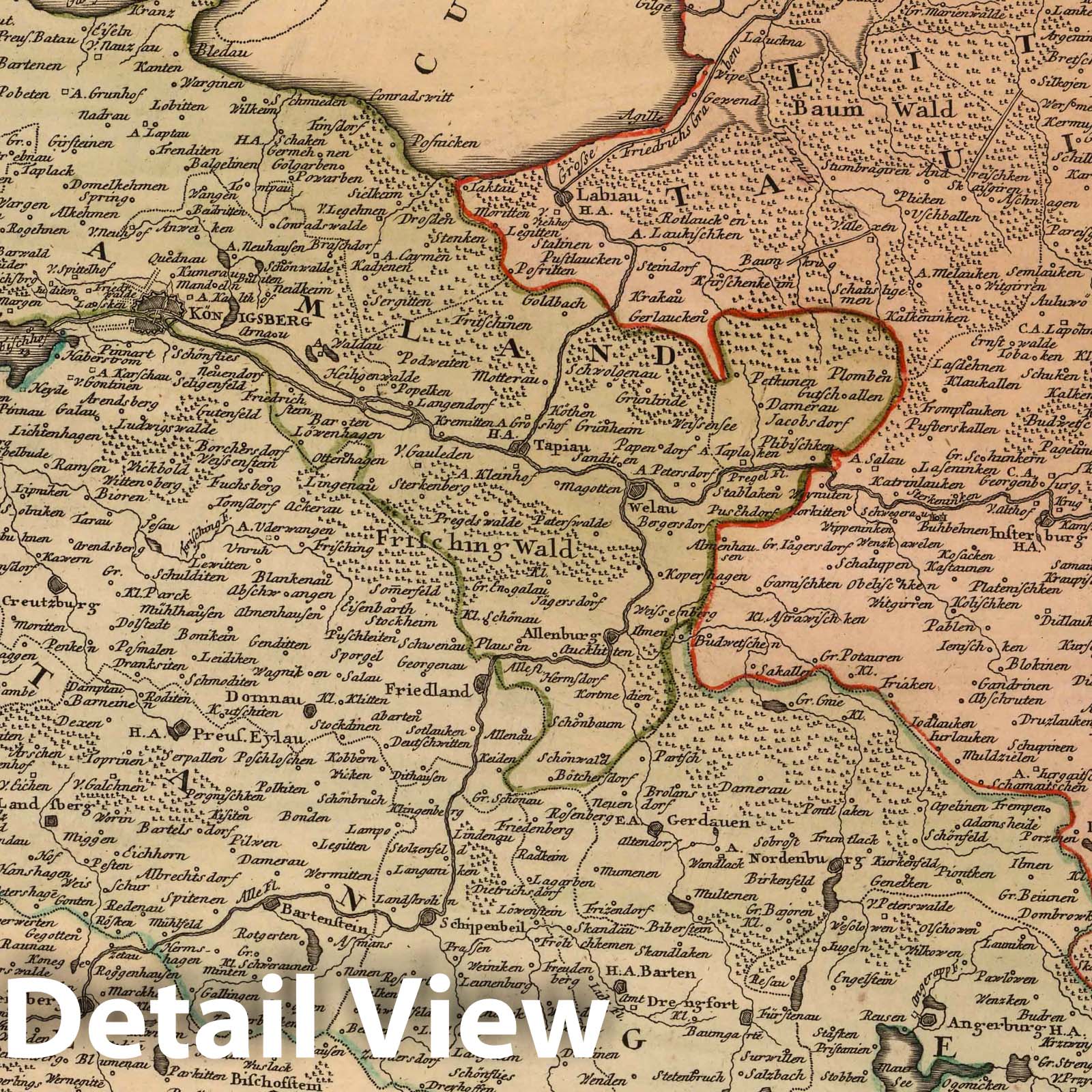 Eastern Prussia - Lithuania, Poland, and Kaliningrad Region, 1775 - Historical Map Print