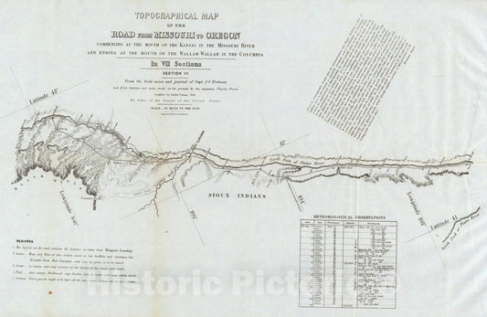 Historic Map : 1846 Map Of The Road From Missouri To Oregon, Section III. - Vintage Wall Art