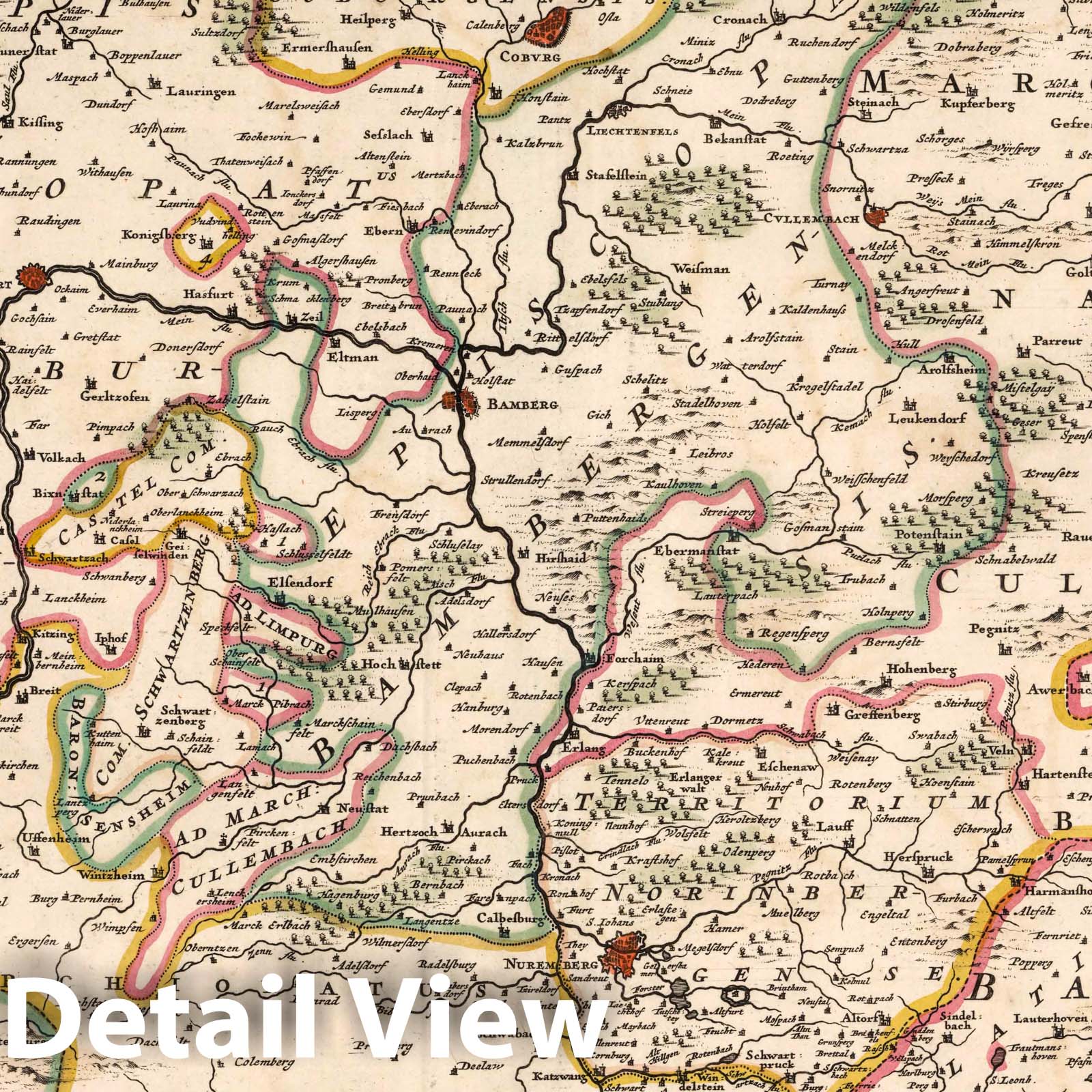 Franconia with Würzburg, Bamberg, and Eichstätt, 1682 - Historical Map Print