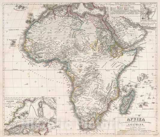 Historic Map : 1847 Afrika nach den neuesten quellen entworfen und gezeichnet von A.H. Kohler - Vintage Wall Art