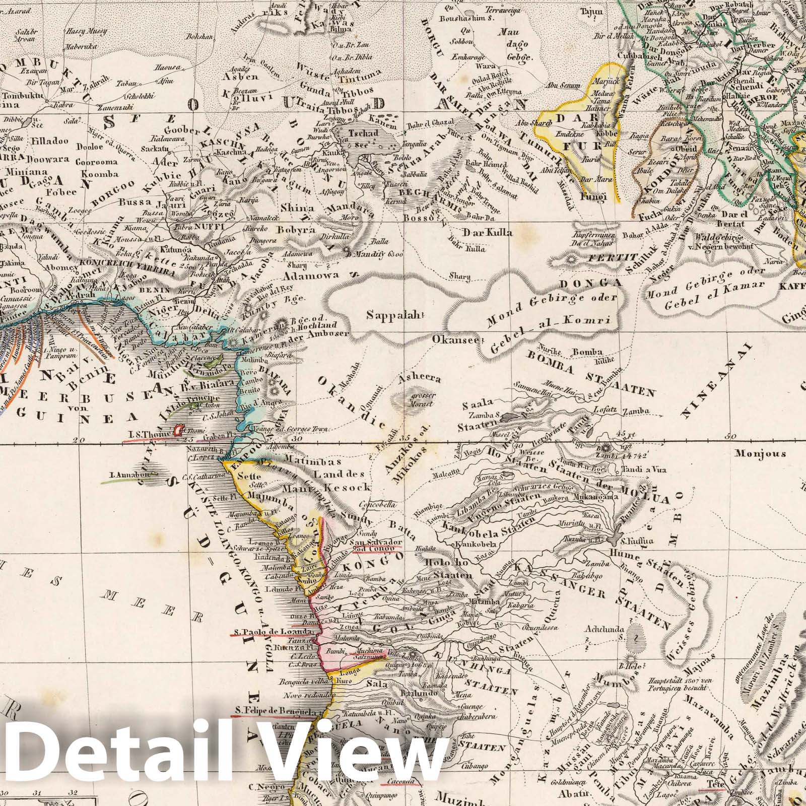 Africa with Algiers Inset, 1847 - Historical Map Print