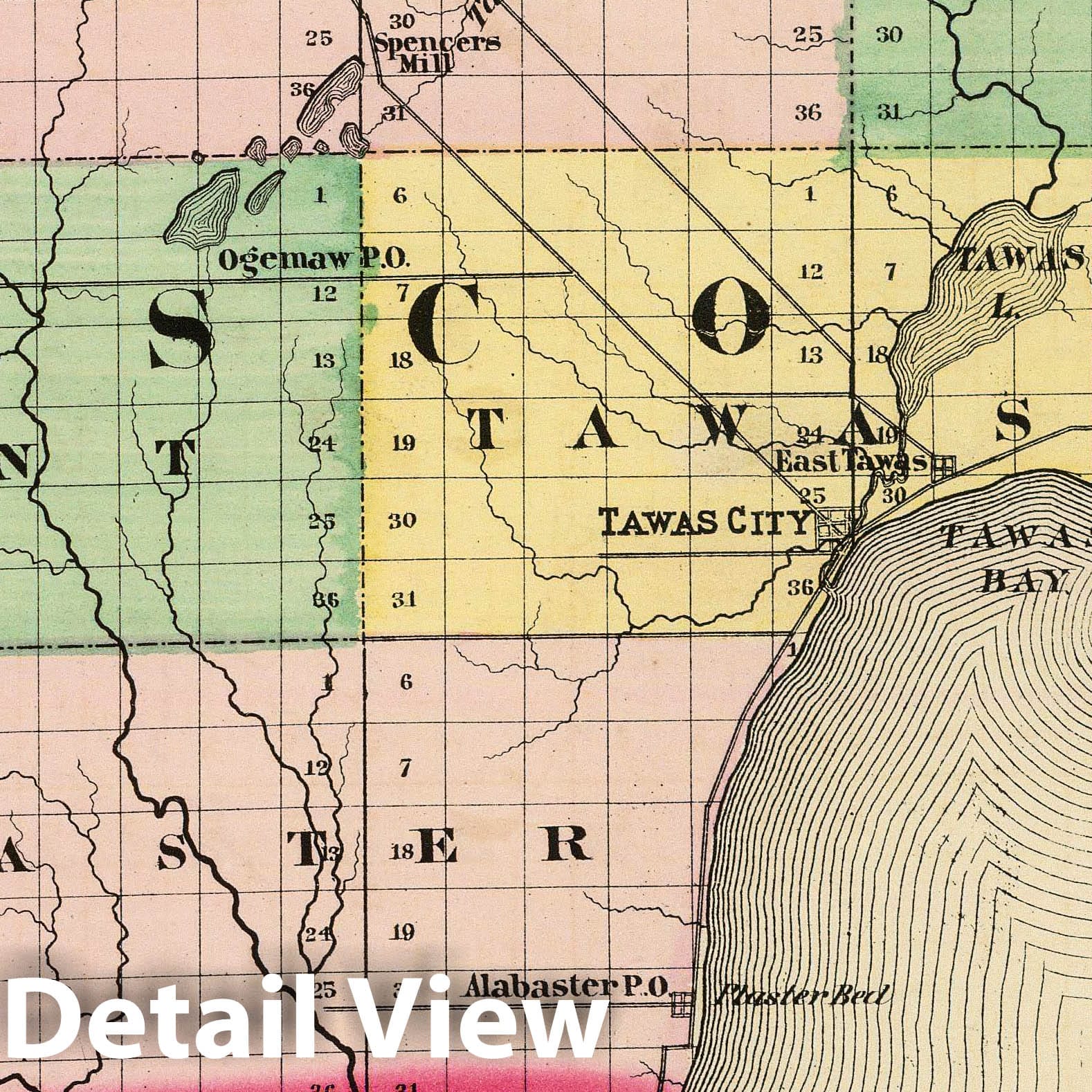 Iosco County, Michigan - Railroad Map, 1873