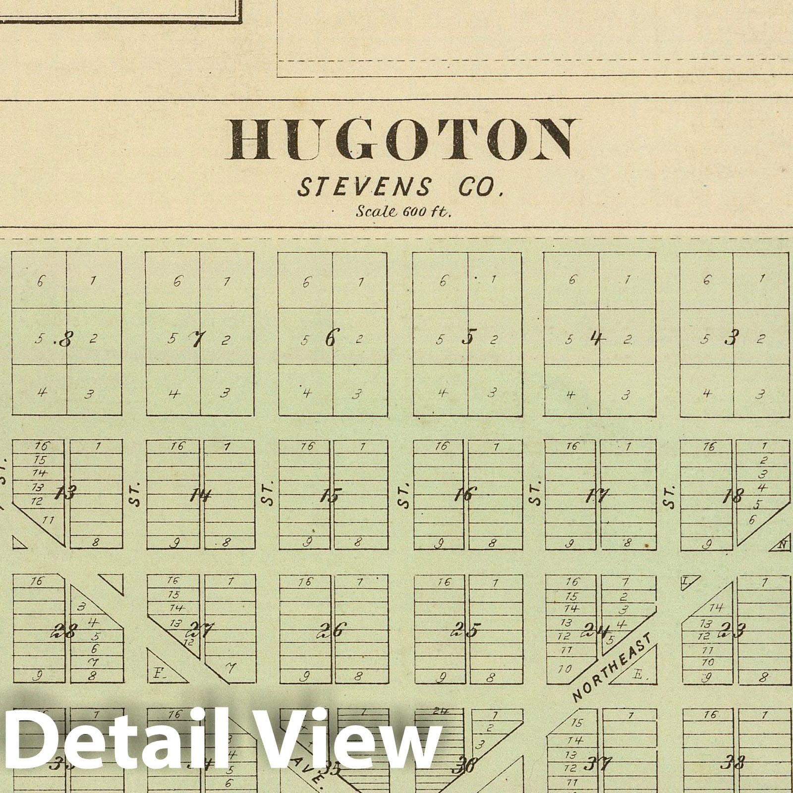 Hugoton, Voorhees, Frisco, Kansas - 1887 Historical Map Print