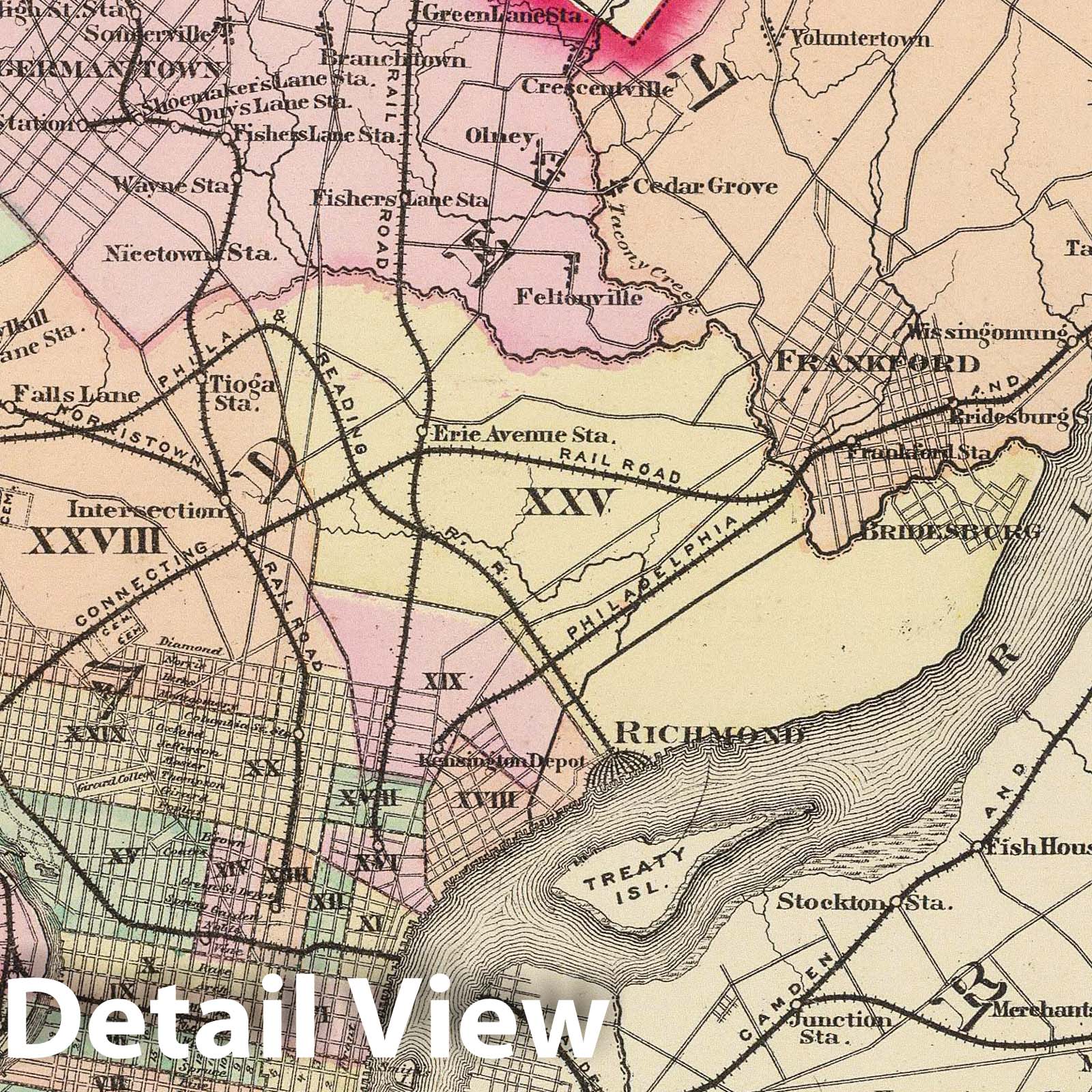 Philadelphia County and City, Pennsylvania - Railroad Map, 1872