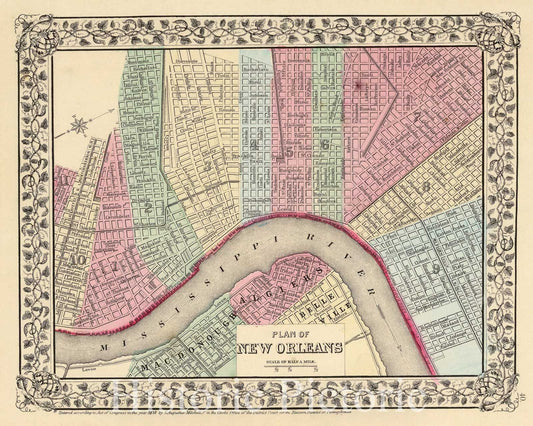 Historic Map : 1870 New Orleans. - Vintage Wall Art