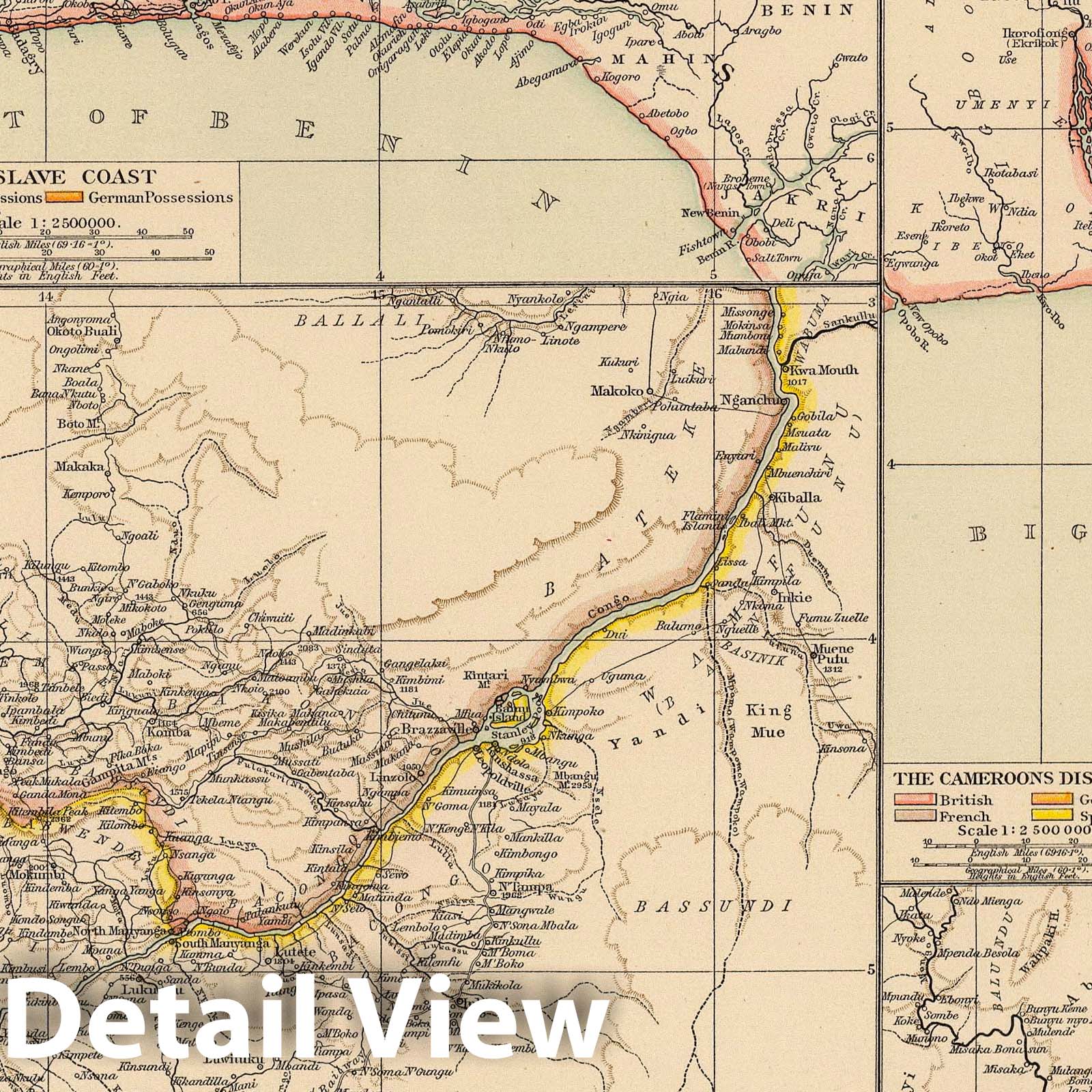 West Africa with Cameroons River, 1895 - Historical Map Print