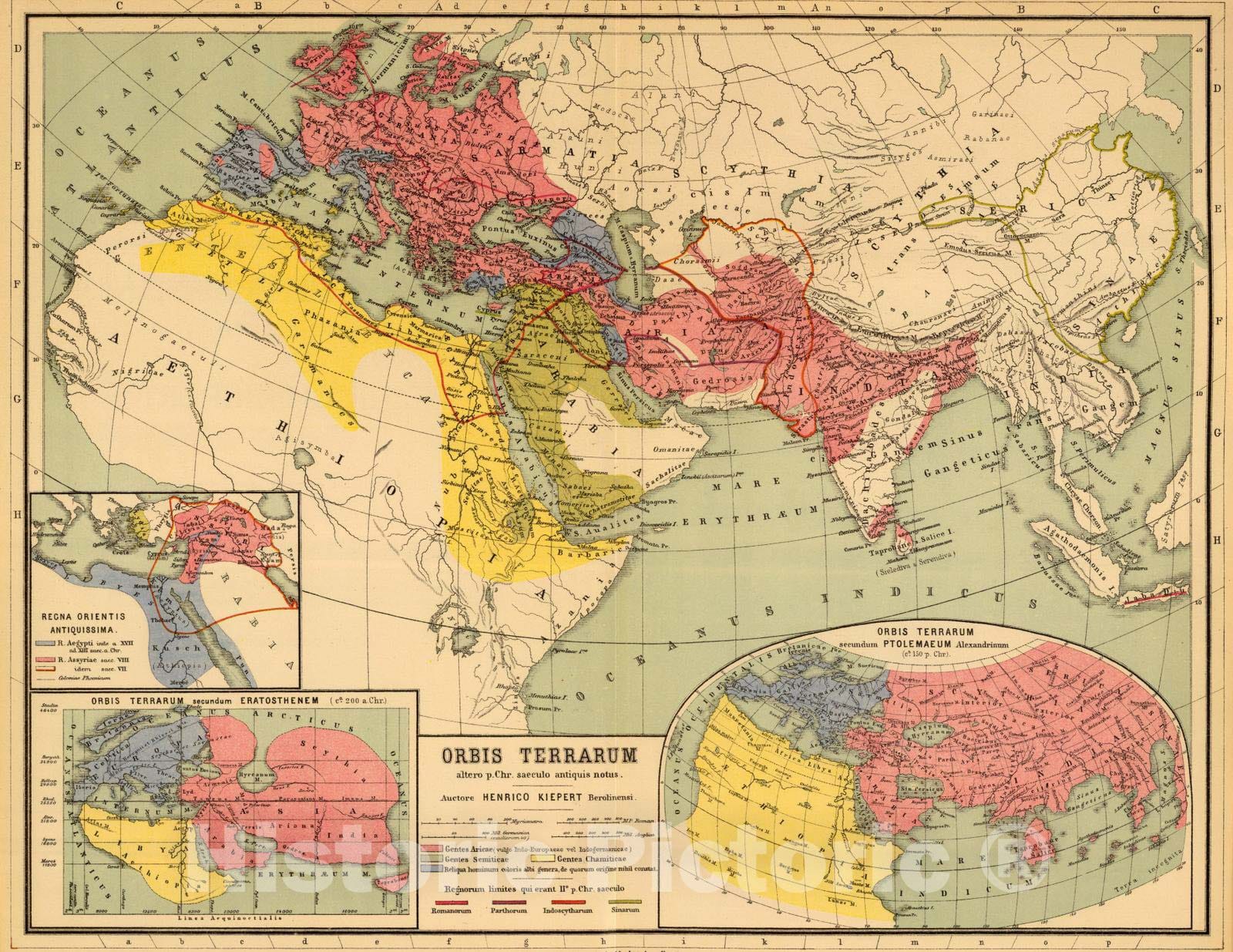 Historic Map : Classical Atlas - 1903 Orbis terrarum altero p. Chr. saeculo antiquis notus. - Vintage Wall Art